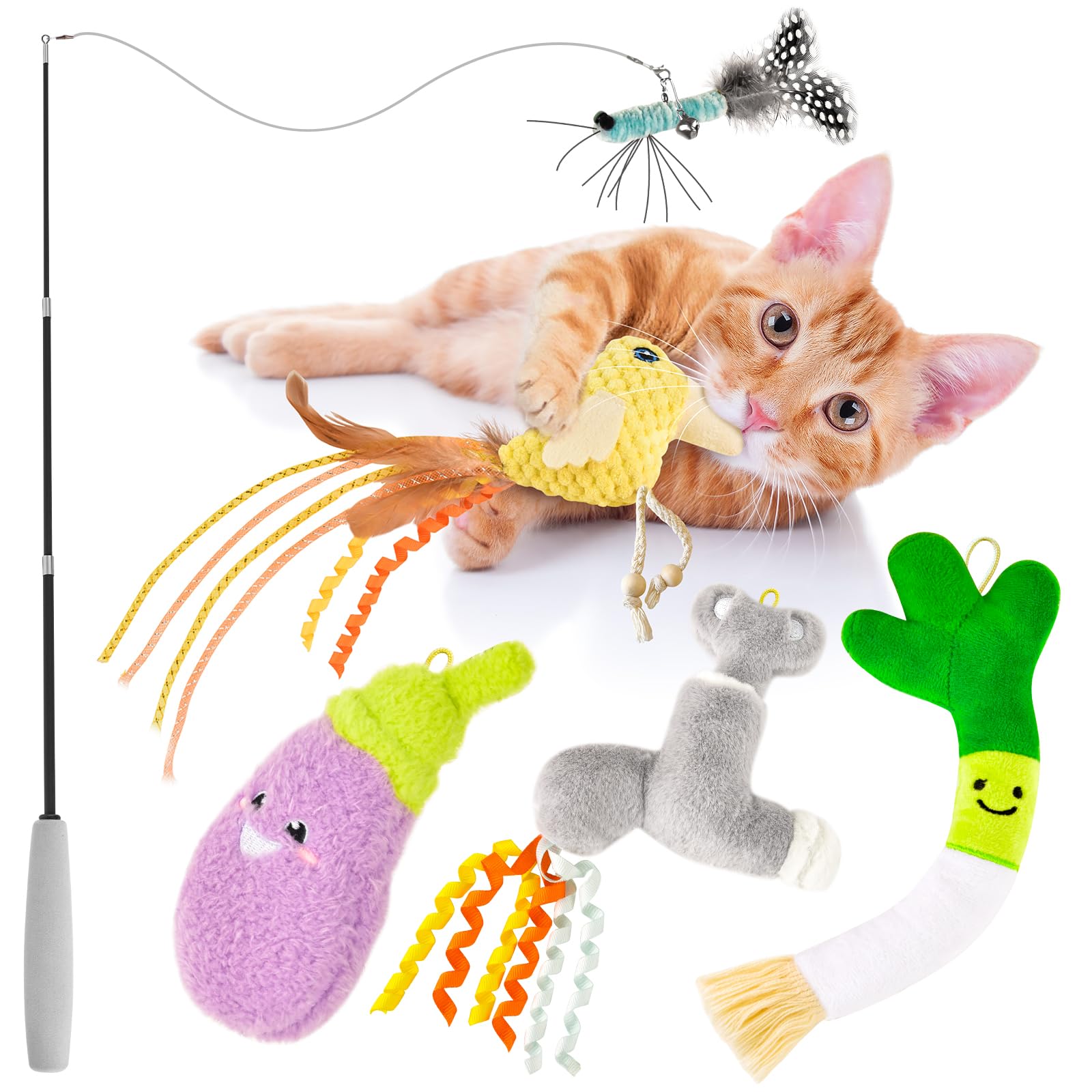 Orsda Cat Toys Sets, 5 Pack, Catnip Crinkle Sound, Interactive Kitten Kicker For Indoor Kitty Exercise Toys, Soft And Durable Bi