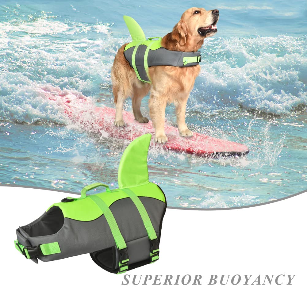 Doglay Dog Life Jacket Shark, Ripstop Dog Life Vests For Swimming Boating With High Buoyancy And Rescue Handle, Adjustable Dog Life Jacket Pet Flotation Vest For Small Medium Large Dogs