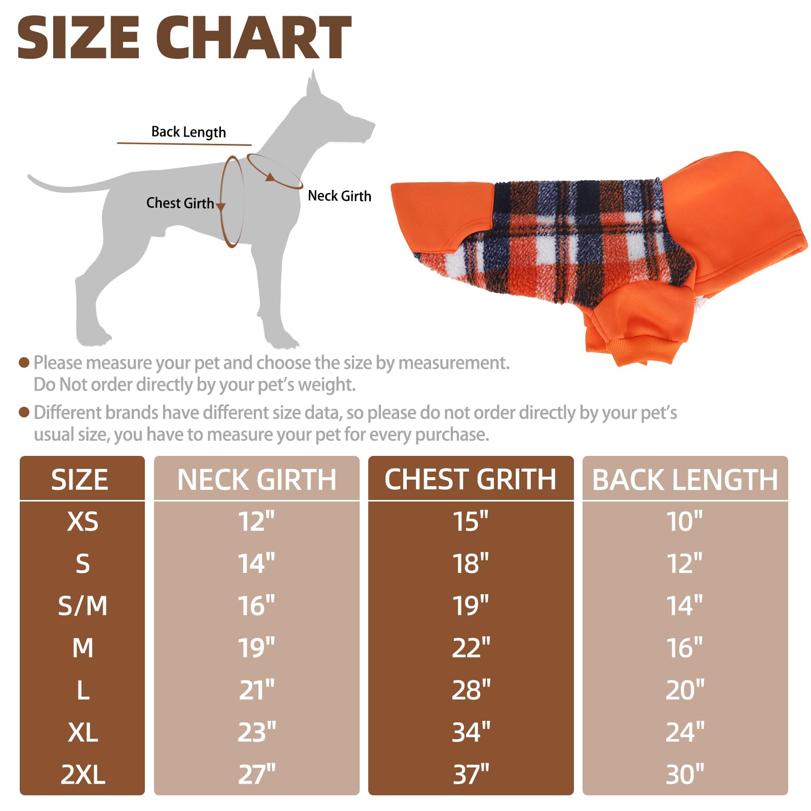 PUPTECK Dog Hoodie Puppy Sweatshirt Warm Dog Sweater Winter Clothes Cold Weather Coats for Small Medium Large Dogs, Orange, XS