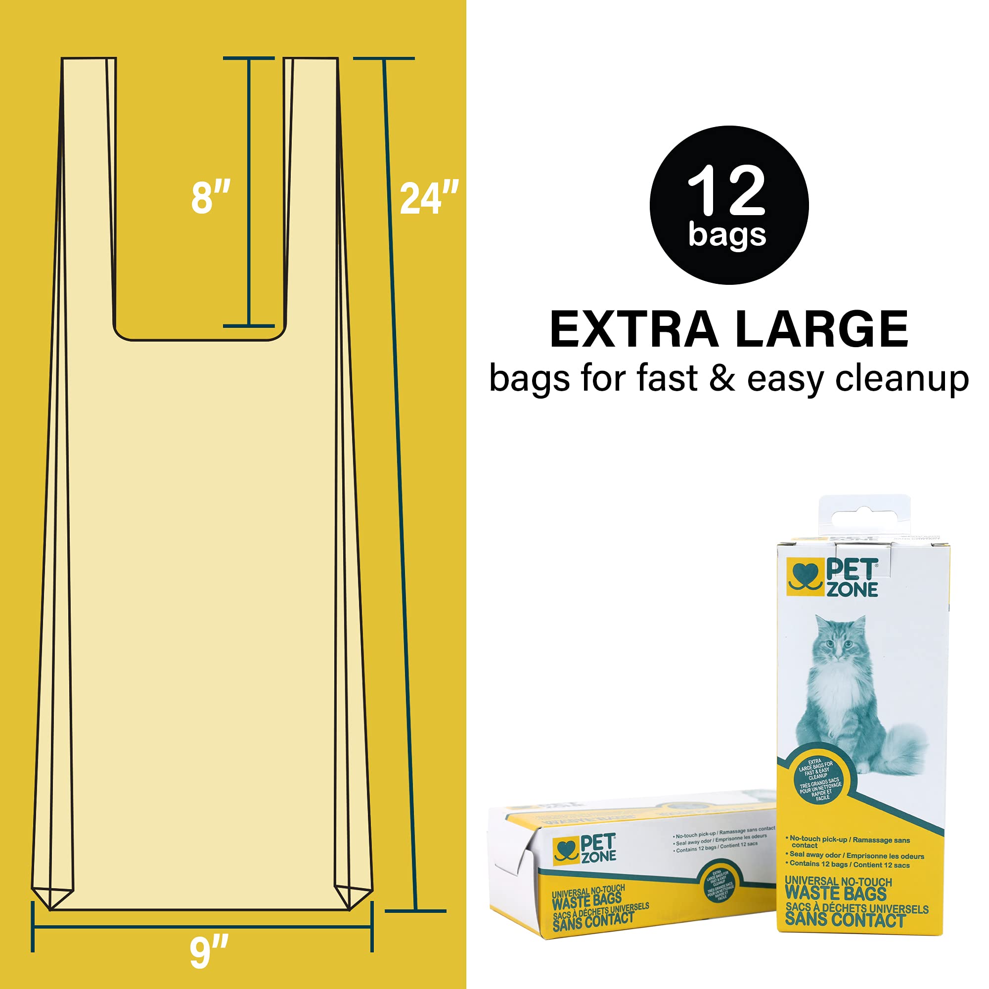 Pet Zone Universal No-Touch Cat Litter Bags, Kitty Litter Bags & Waste Bags (Litter Bags, Pet Waste Bags Great For Cat Litter Bo