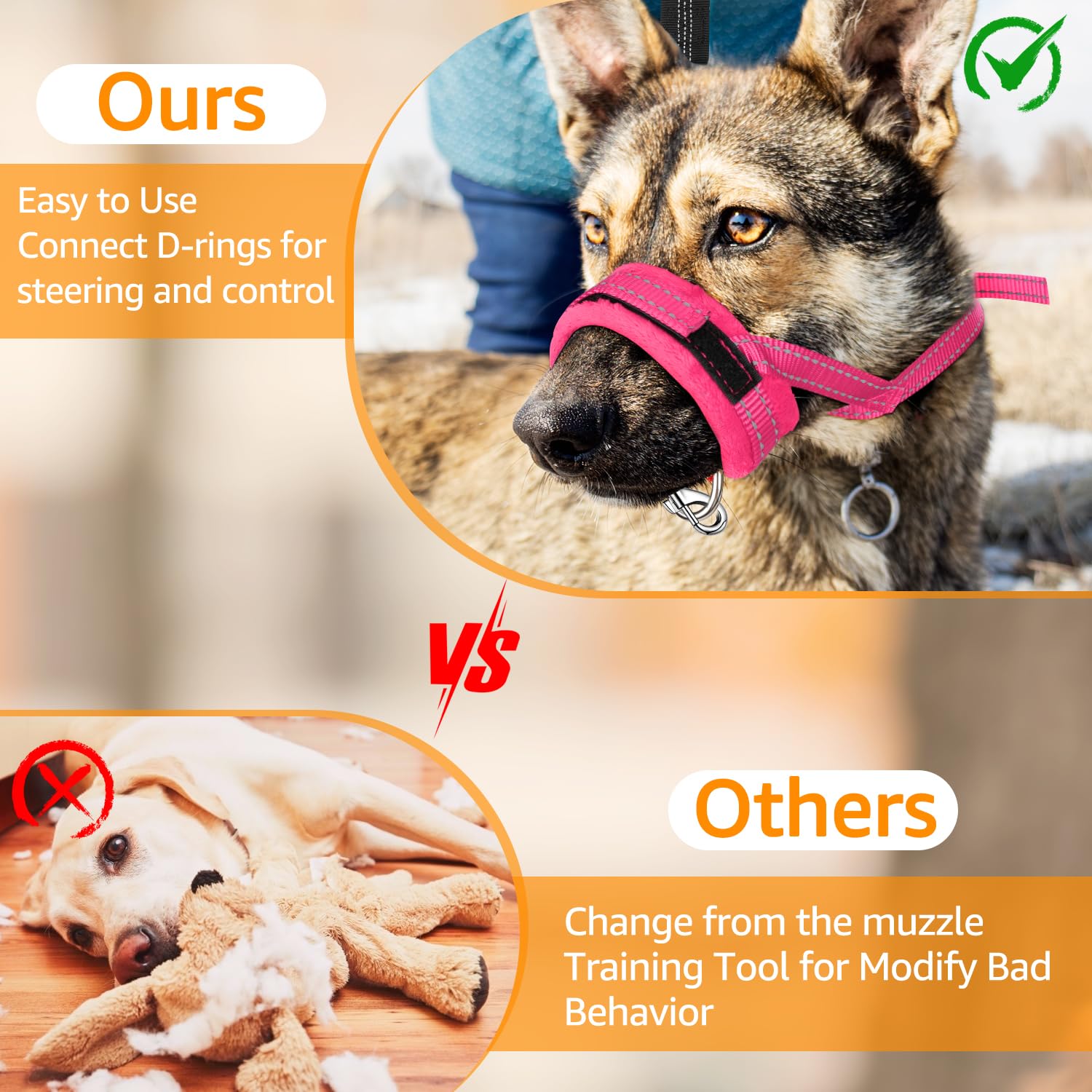 SlowTon Soft Dog Muzzle, Adjustable Padded Nylon Muzzle for Large Medium Dogs Anti Chewing Barking Biting, Allow Dog Pant & Drin