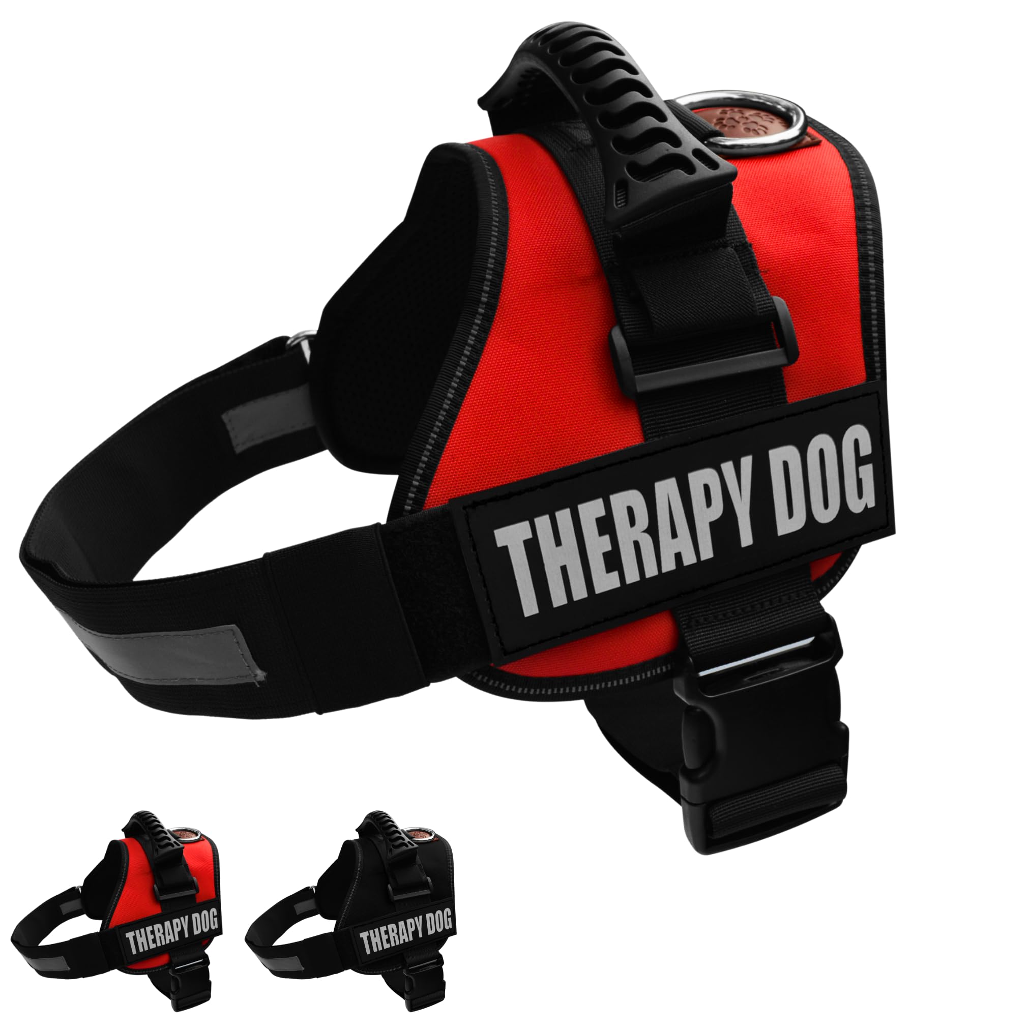 Albcorp Reflective Therapy Dog Vest Harness, Woven Nylon, Adjustable Service Animal Jacket, With 2 Hook And Loop Therapy Dog Rem