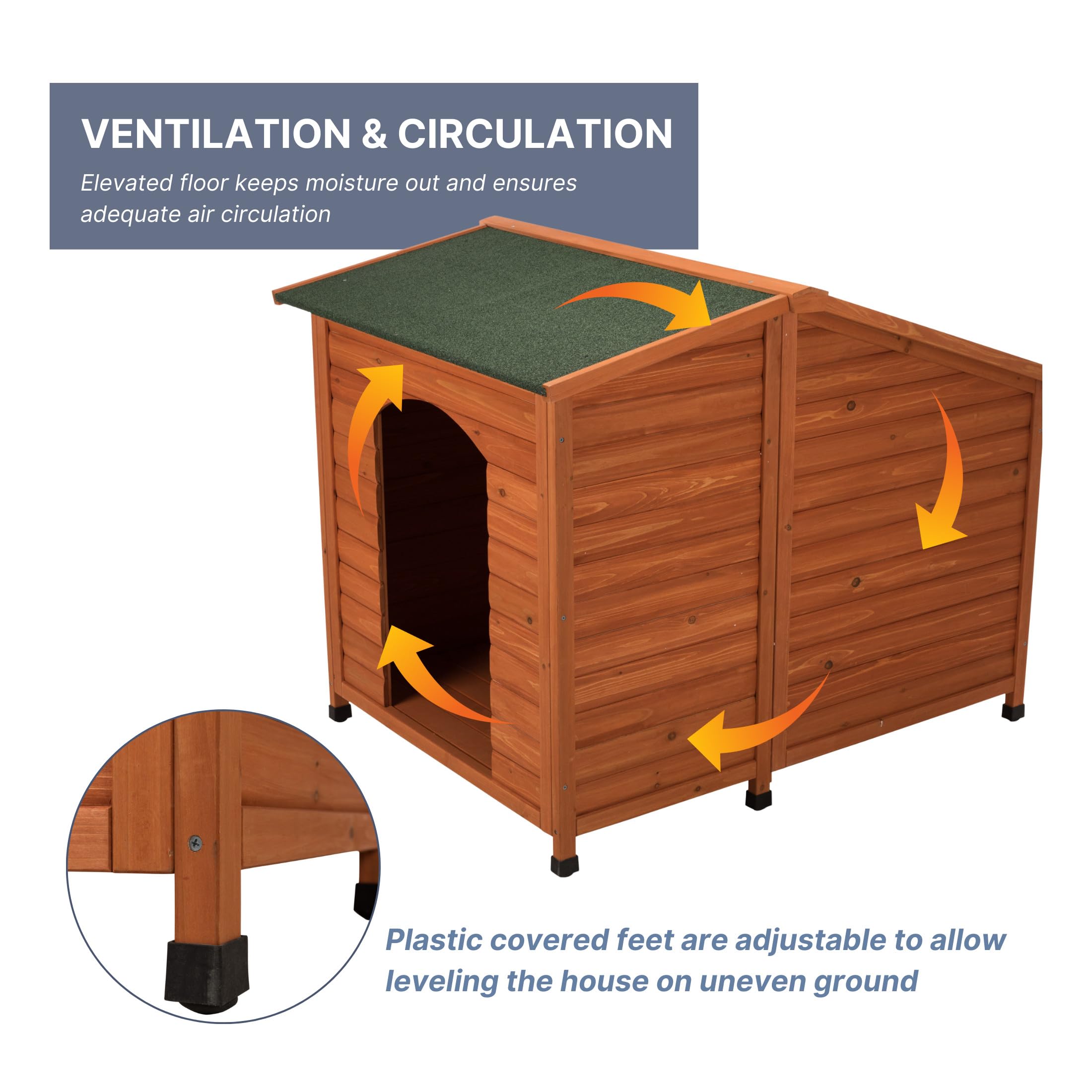 TRIXIE XXL Natura Classic Outdoor Dog House, Weatherproof Finish, Elevated Floor, Brown
