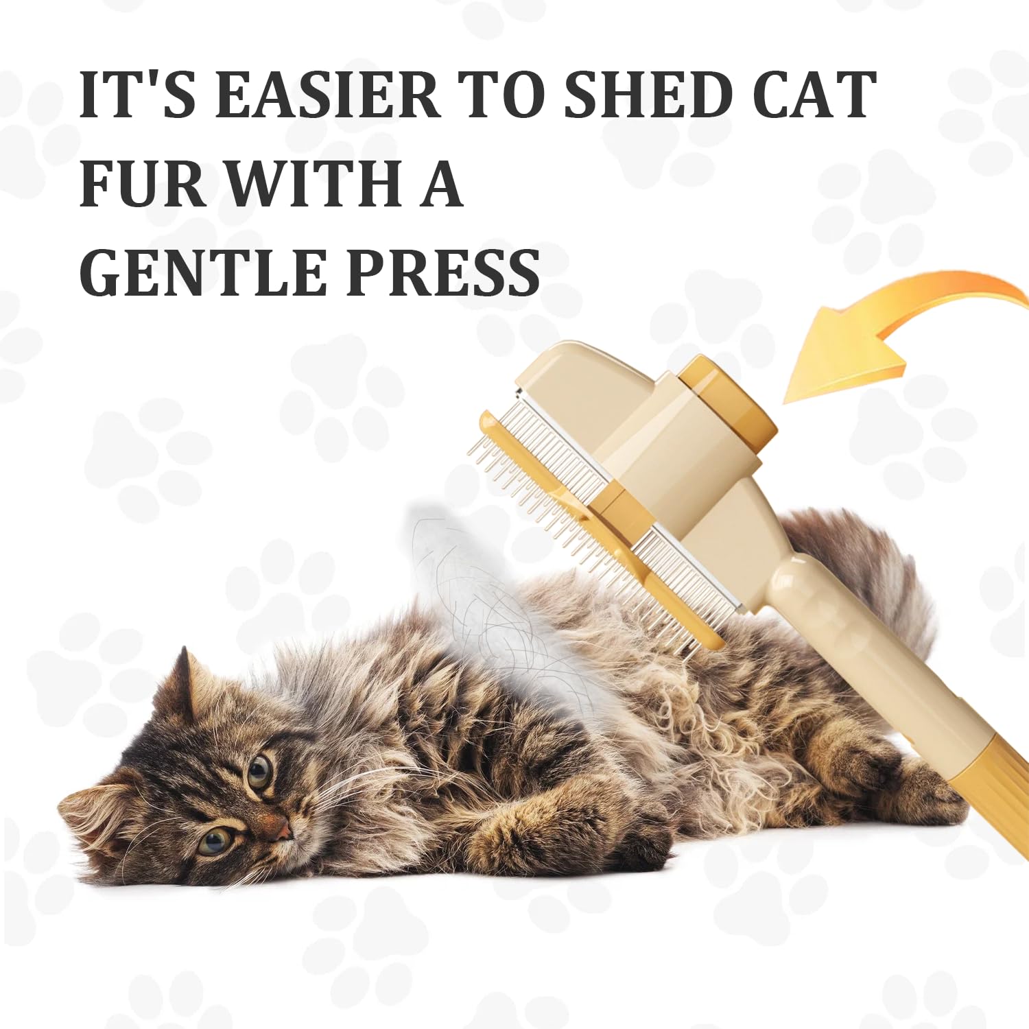 Pet Hair Removal Comb Flea Comb, New Cat Brush With Release Button, Pet Grooming Brush For Short&Long Hair Yellow Green