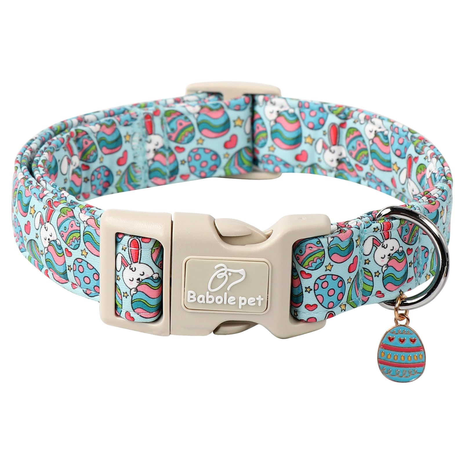 Babole Pet Easter Day Dog Collar, Colorful Easter Eggs Dog Collar with Quick Release Plastic Buckle, Easter Day Gift Rabbit Dog 