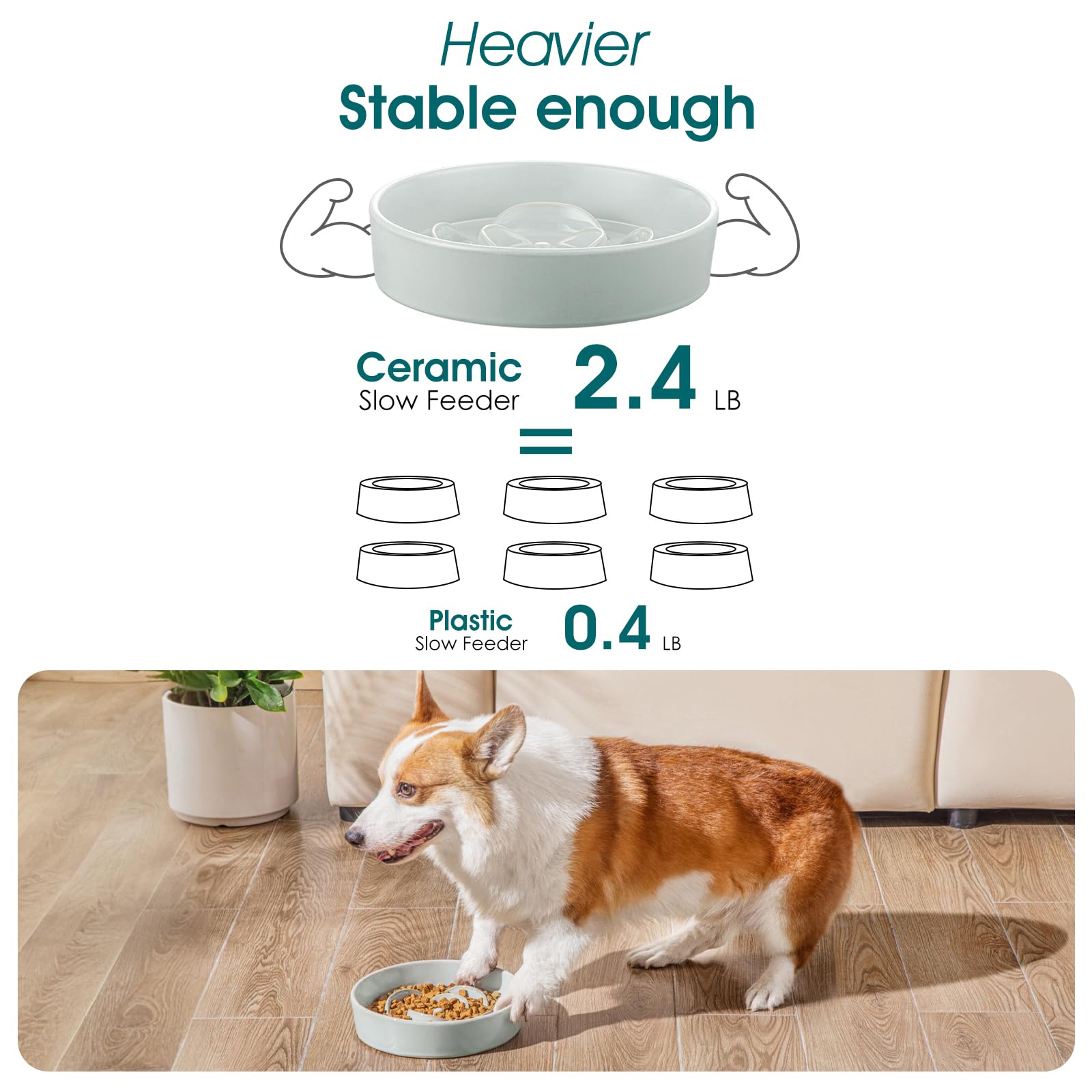 vancasso Slow Feeder Dog Bowl, 1.5 Cups Ceramic Dog Food Dish for Fast Eaters Small Breed, Puzzle Bowl for Small Dogs and Cats,