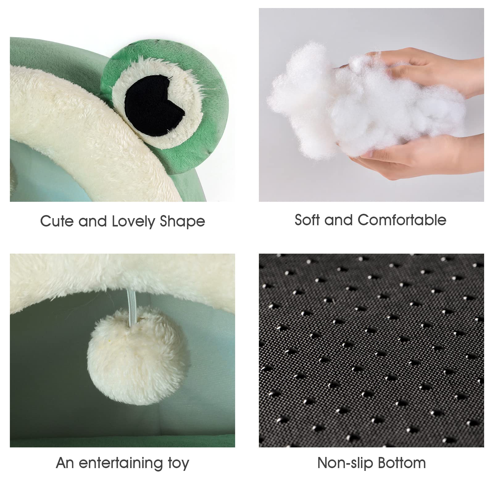 Jiupety Cute Cat Bed, Indoor Lovely Velvet Igloo For Cat And Small Dog, Warm Cave Sleeping Nest Bed For Puppy And Kitten, Green