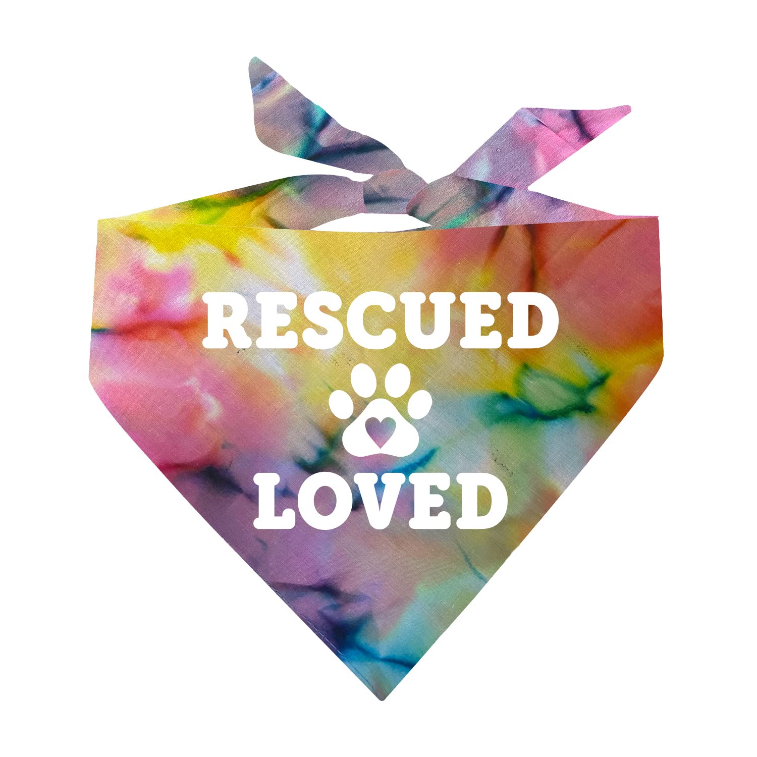 Rescued And Loved Rescue Dog Bandana (604 Rainbow Scrunch, One Size)