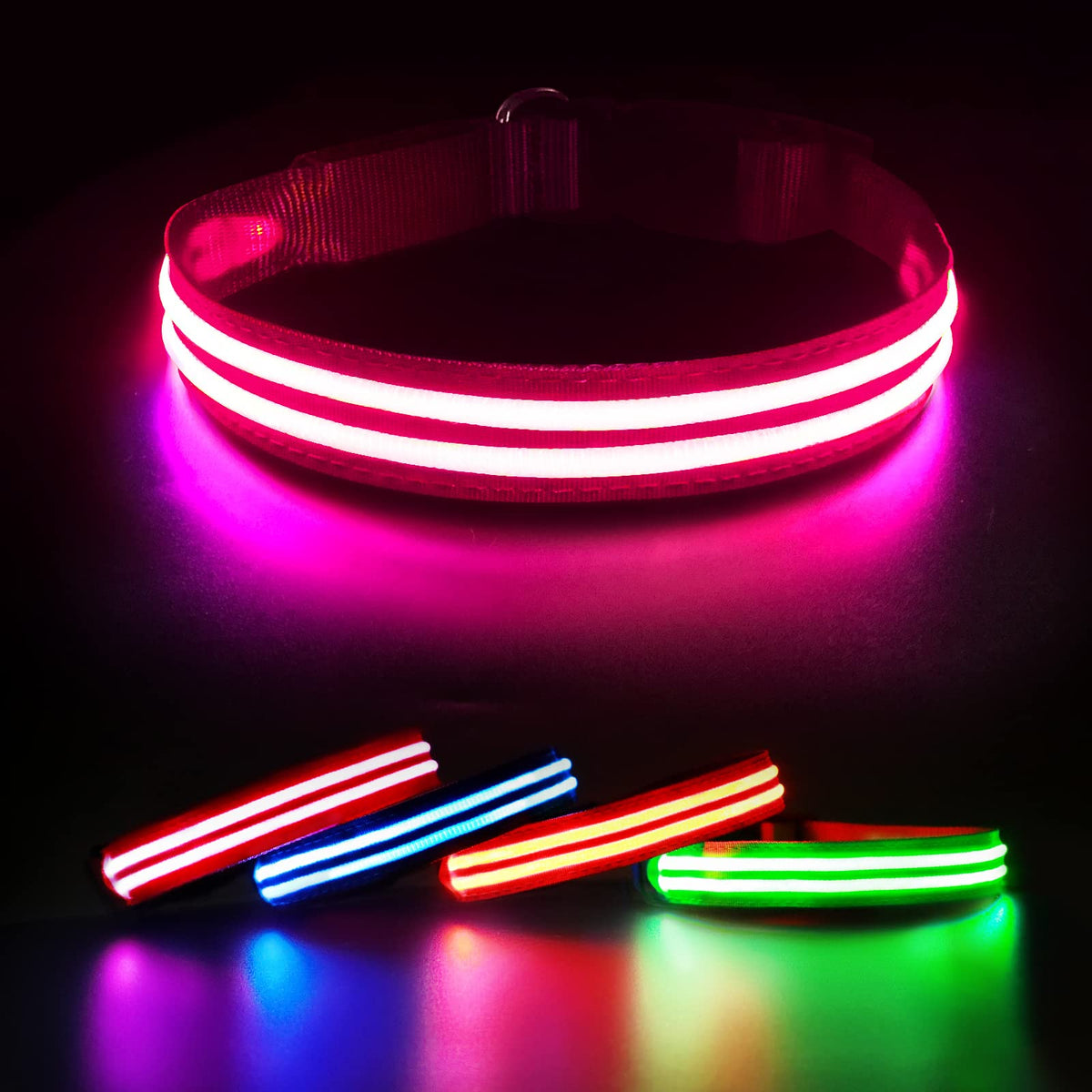 Pceotllar Lighted Dog Collars For Night, Light Up Dog Collar Rechargeable Water-Resistant Flashing Led Dog Collars Safety Glow I