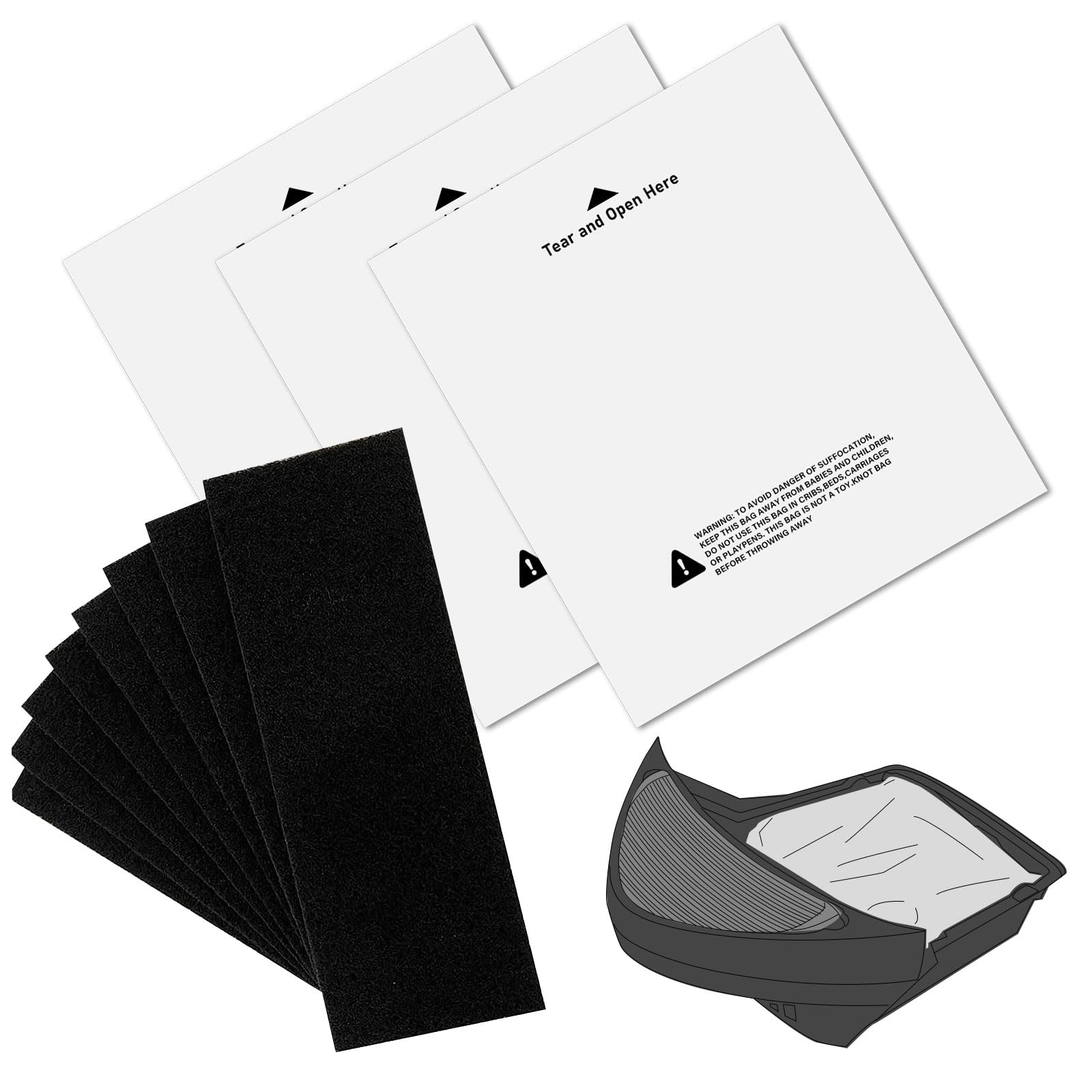 120 Pack Waste Drawer Liners Compatible With All Litter Box Robot Models, 9-11 Gallons Replacement Liners Plus 8 Pack Activated 