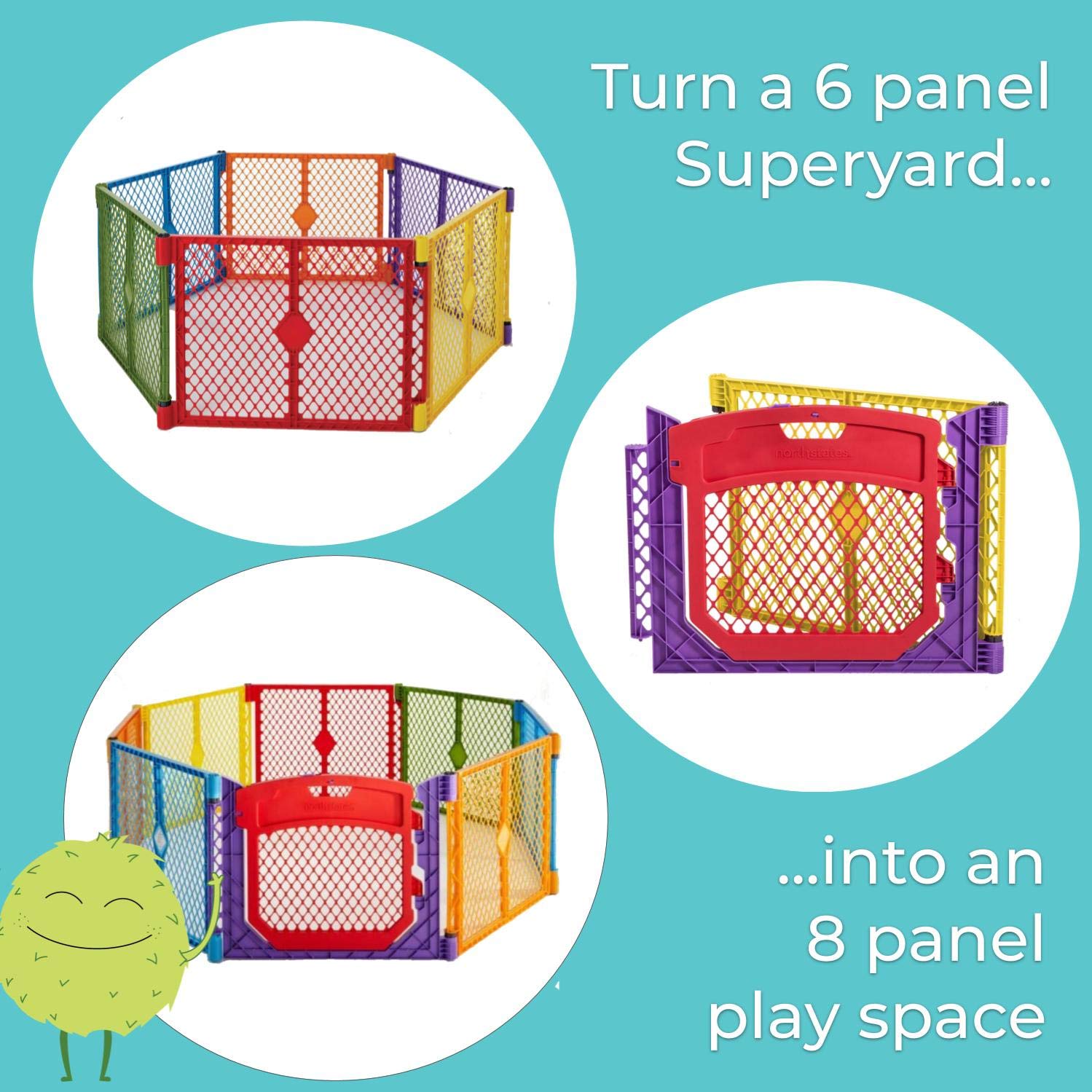 Toddleroo by North States Superyard Colorplay Ultimate 2 Panel Extension, Made in USA: Increases play space up to 34.4 sq. ft. (