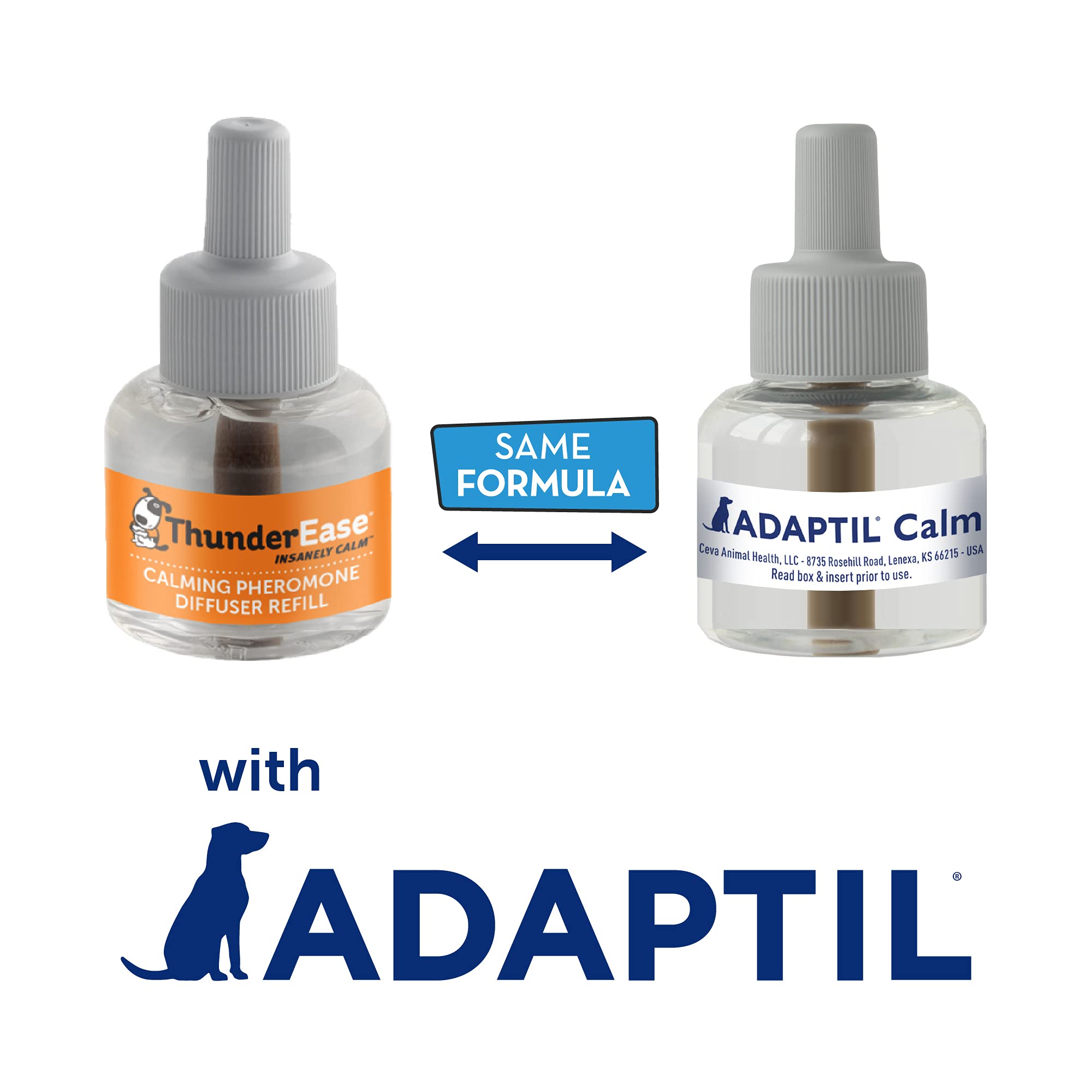Thunderease Dog Calming Pheromone Diffuser Refill | Powered By Adaptil | Vet Recommended To Relieve Separation Anxiety, Stress Barking And Chewing, And The Fear Of Fireworks And Thunderstorms (180 Day