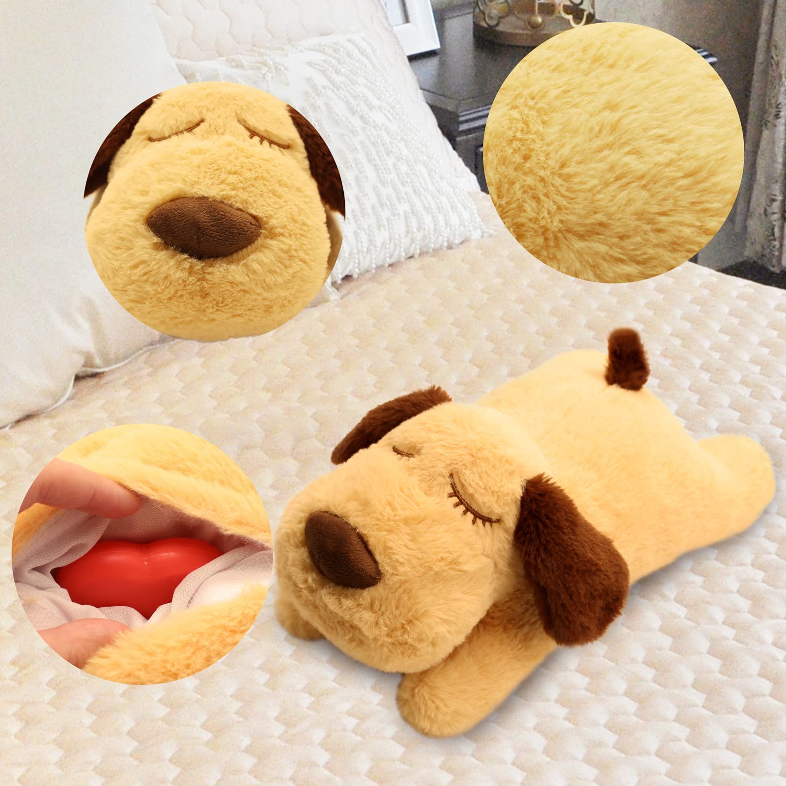 3T group Puppy Heartbeat Toy Sleep Aid,Dog Toys Stuffed Animal with Heartbeat Toys for Puppies Anxiety Relief,Puppy Essentials C