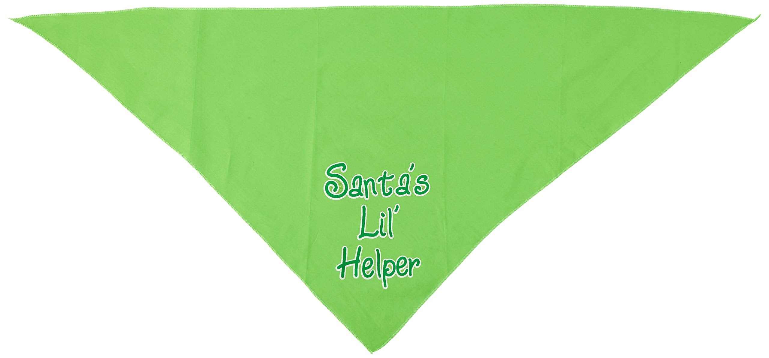 Christmas Pet and Dog Bandana Screen Printed, &quot;Santa's Lil Helper&quot; Lime Green Large