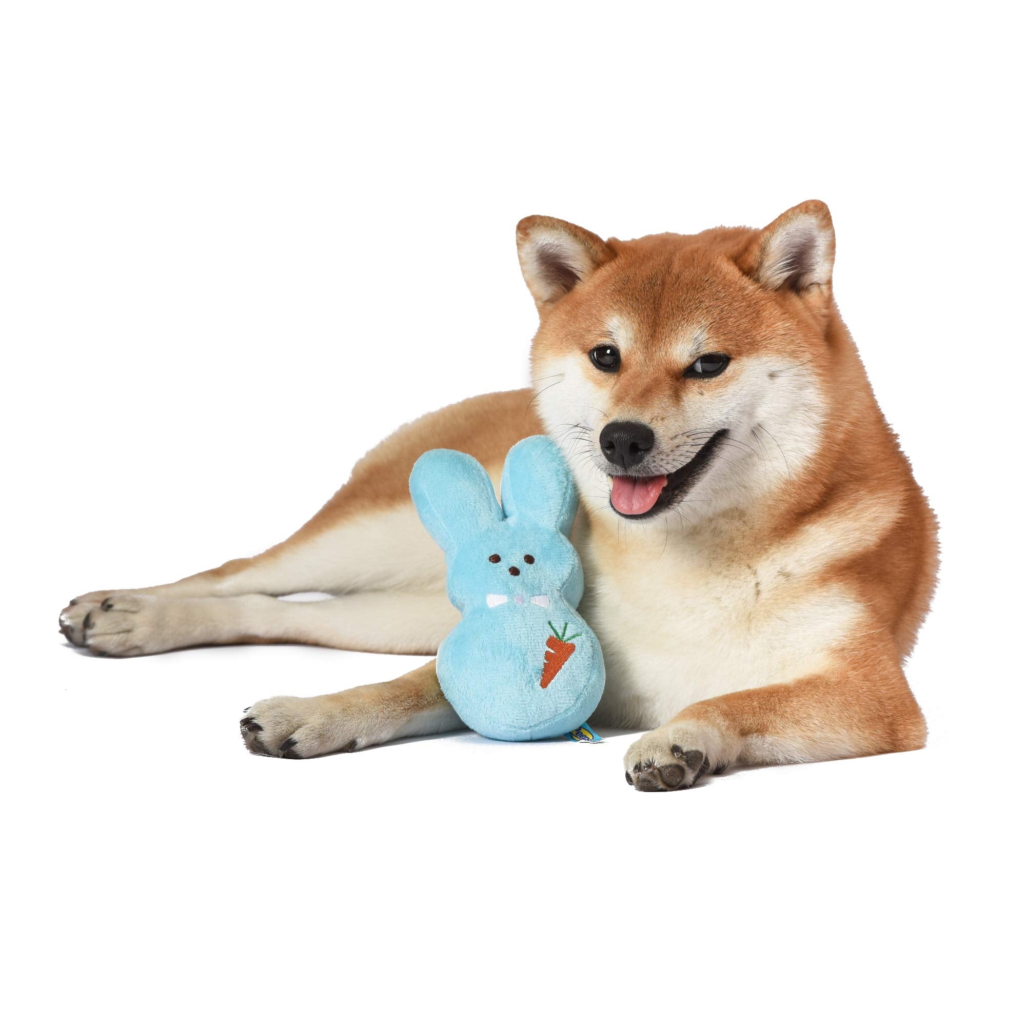 Peeps For Pets Bunny 6 Inch Blue Dress-Up Bunny Plush Dog Toy | Carrot Dog Chew Toy For All Dogs | Small Dog Toy Made From Soft