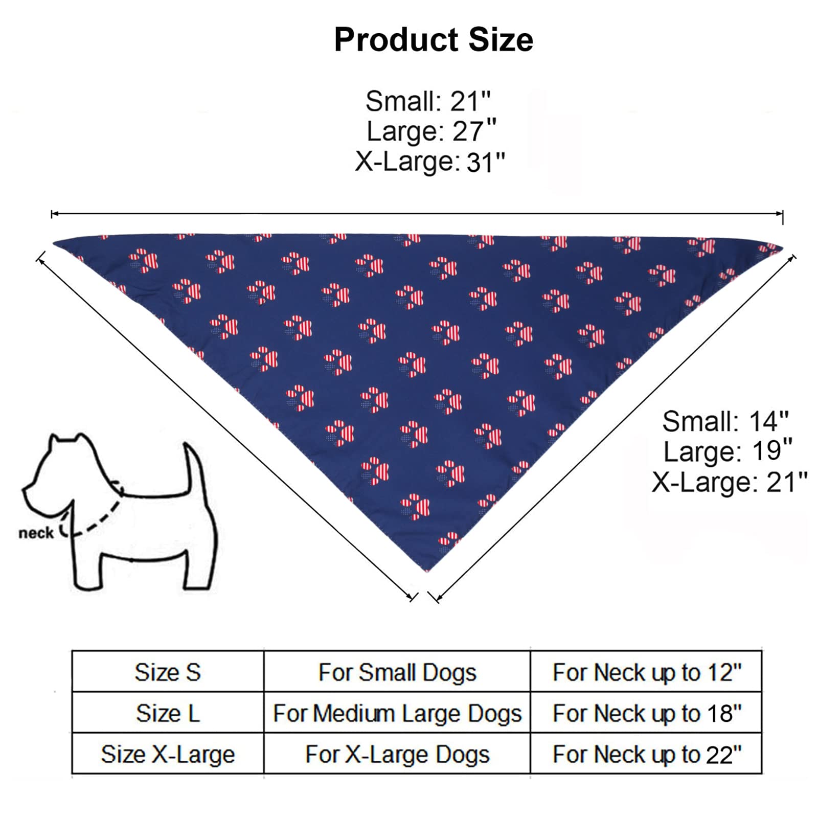 Ptdecor American Us Flag Dog Bandana 4Th Of July Dog Bandanas Reversible Triangle Pet Bibs Scarf For Large And Extra Large Dogs
