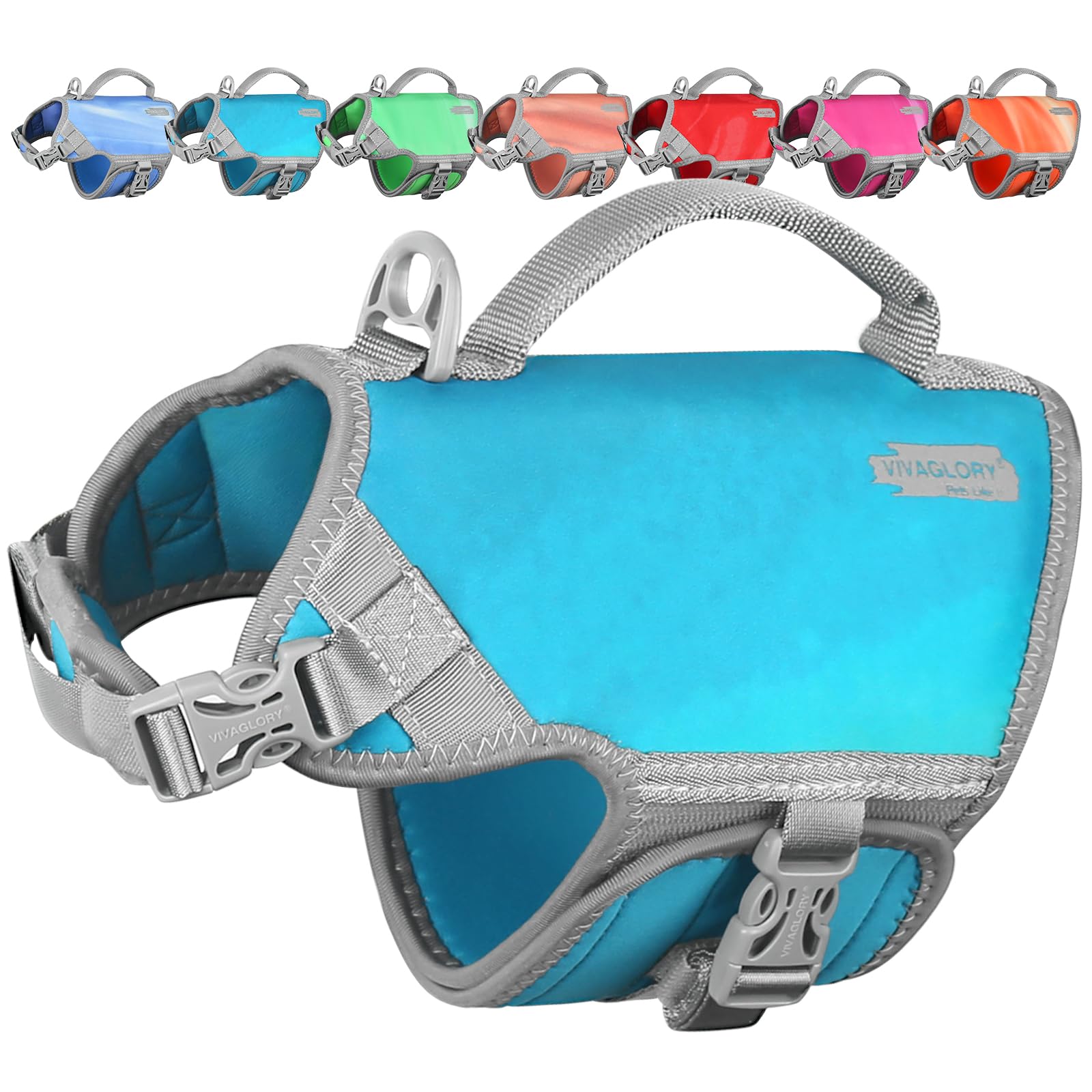 Vivaglory Neoprene Dog Life Jacket Cat Life Jacket For Boating Hunting & Swimming, Lightweight With Leash Ring, Xs, Teal