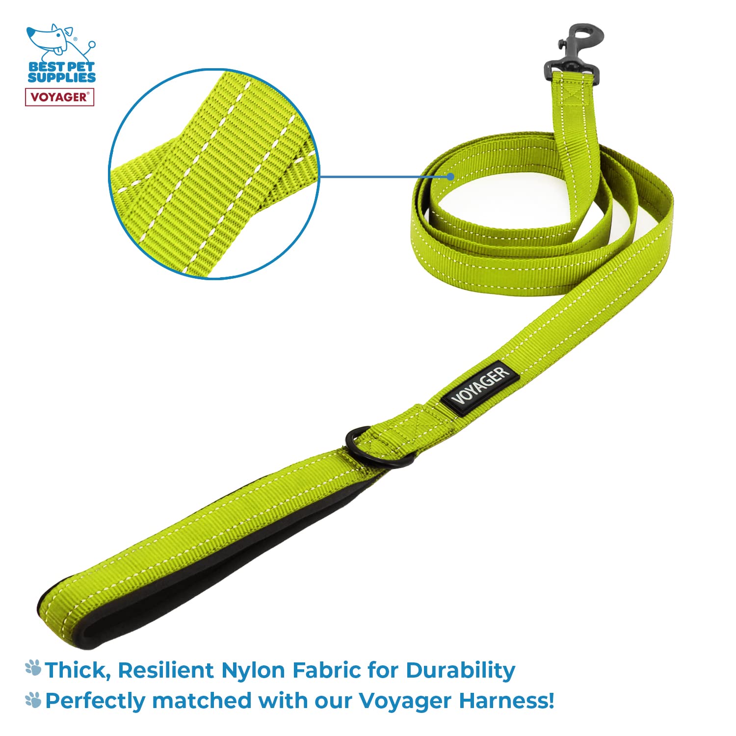 Voyager Step-In Air All Weather Mesh Harness And Reflective Dog 5 Ft Leash Combo With Neoprene Handle, For Small, Medium And Large Breed Puppies By Best Pet Supplies - Leash Harness (Lime Green), Xl