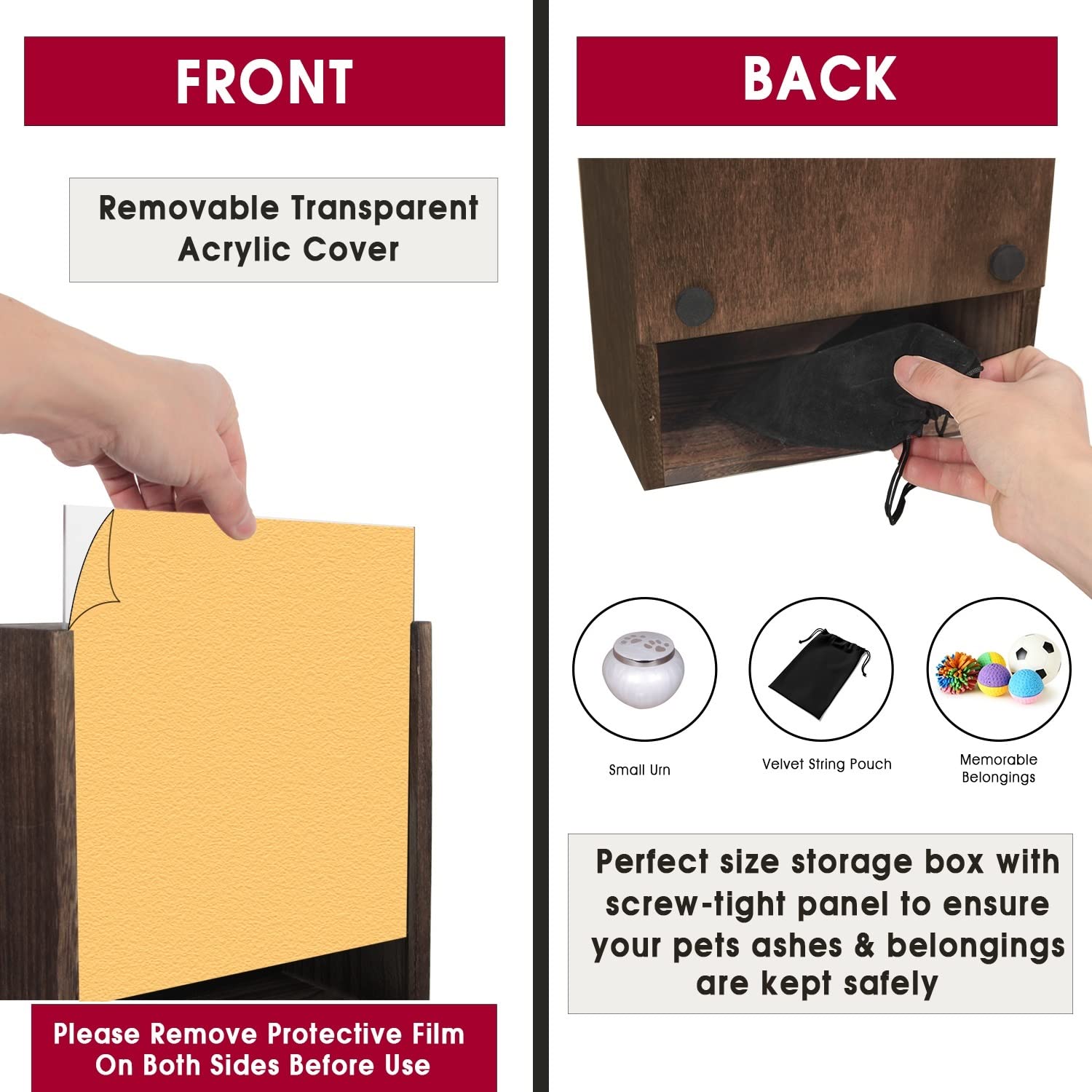 J JACKCUBE DESIGN Pet Memorial Shadow Box, Urn Frame for Dogs & Cats, Keepsake Display Case - MK1077A