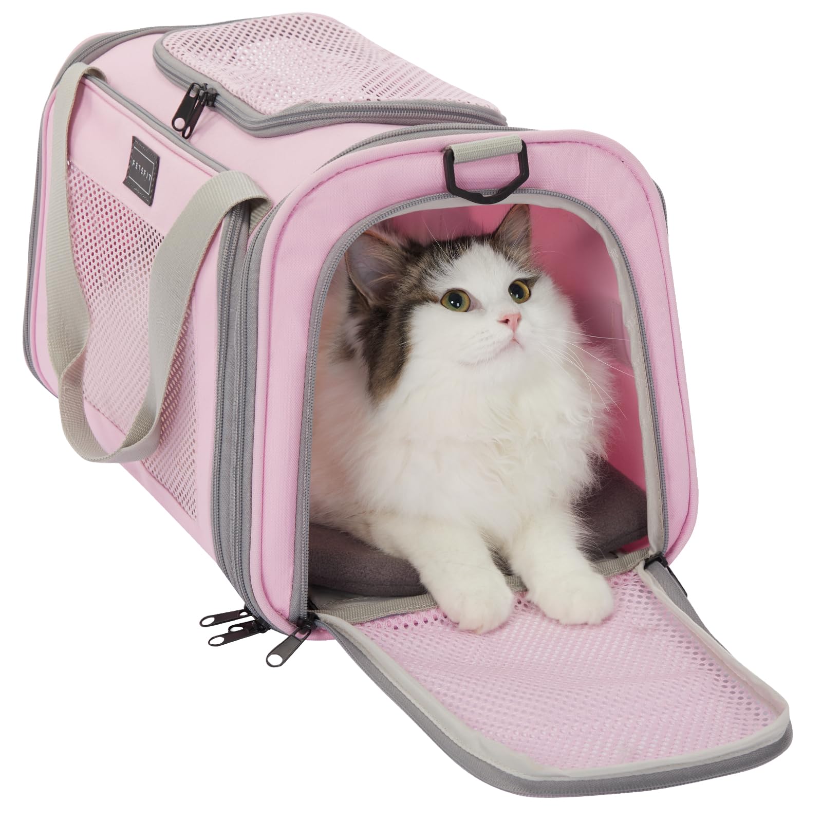 Petsfit Cat Carrier, Pet Carrier Airline Approved, Cat Travel Carrier For Small And Medium Cats Under 12 Lbs, Soft Sided Kitten 