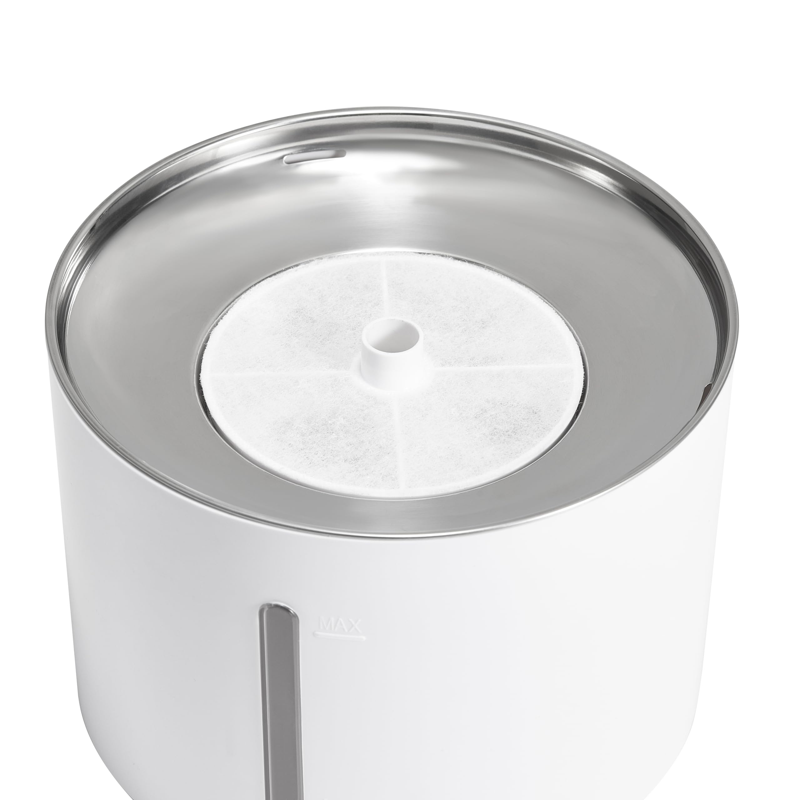 Amazon Basics Pet Water Fountain with Stainless Steel Top, 3L ,White (3 Filters included)