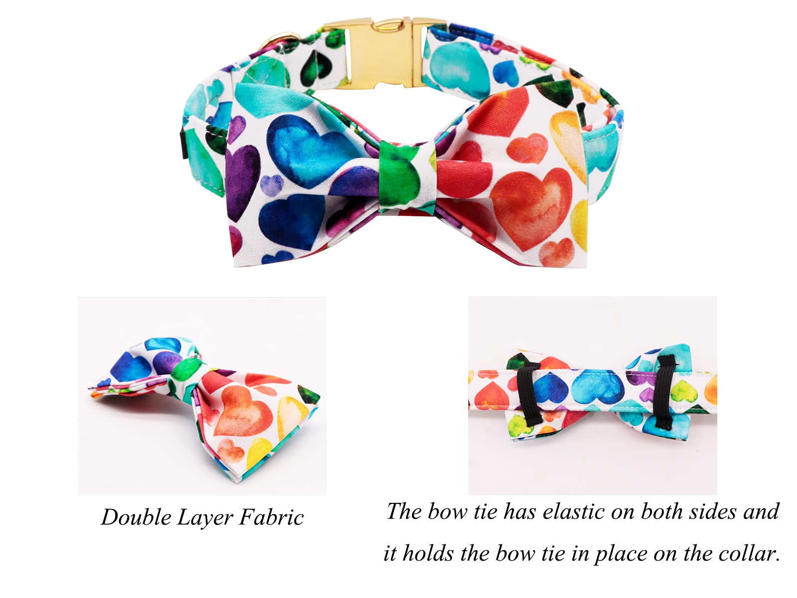 Lionet Paws Valentine'S Day Dog Collar With Bowtie, Soft And Comfortable, Adjustable Collar For Medium Dogs, Neck 13.5-22 Inches
