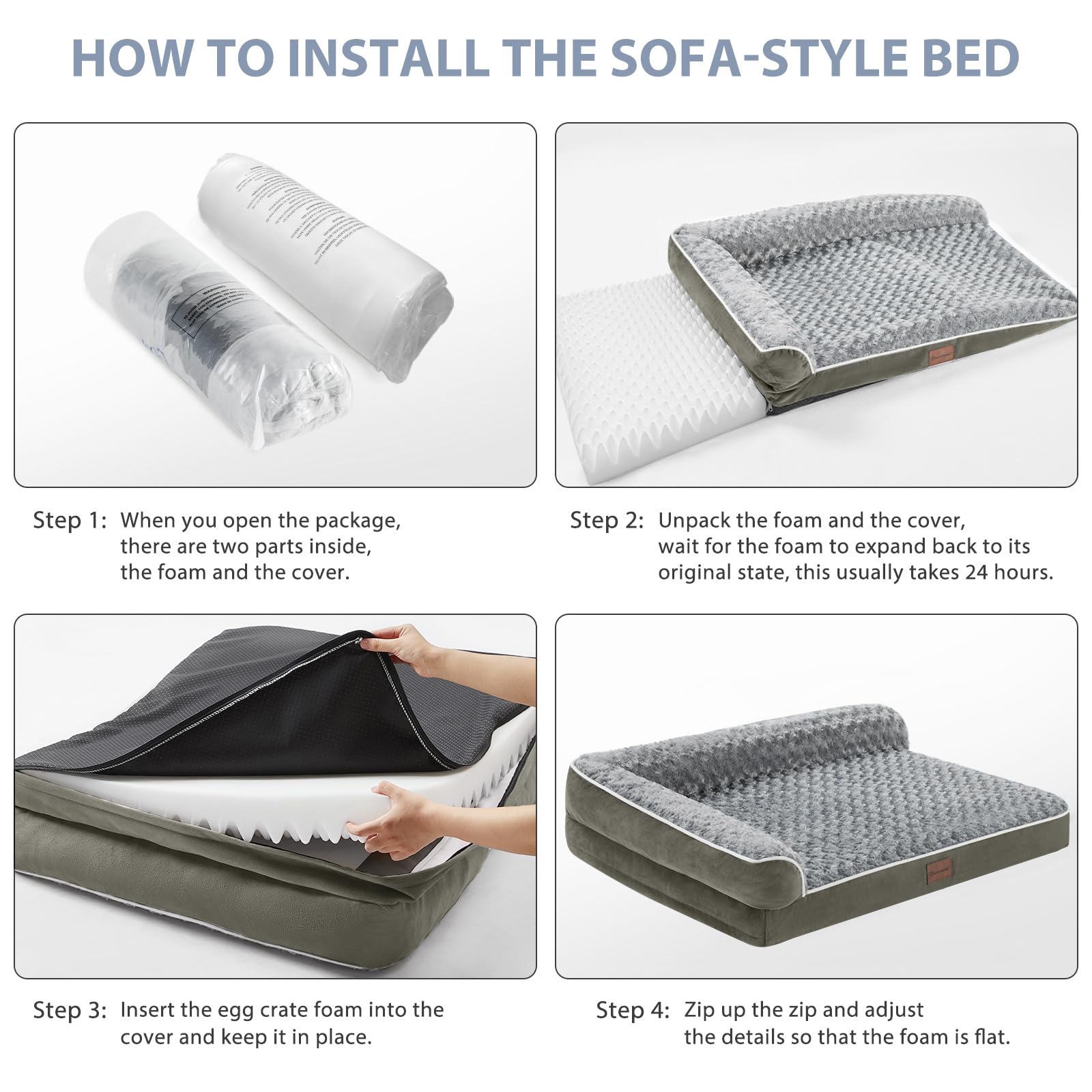 Bfpethome Orthopedic Dog Beds For Large Dogs-Waterproof Sofa Dog Bed With Removable Washable Cover, Big Pet Bed With Waterproof