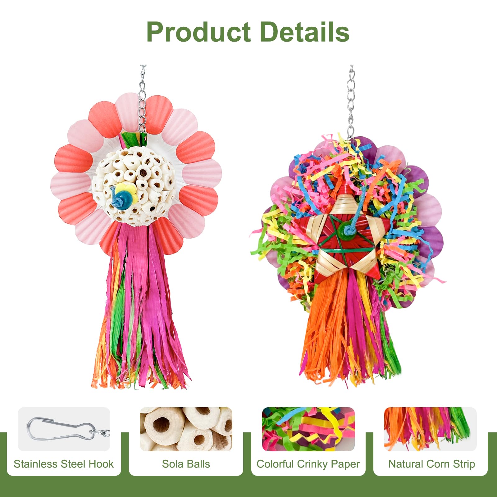 Loperdeve Bird Toys, 3Pcs Natural Corn Cob Bird Chew Toys Bird Foraging Toys For Small Medium Parrots, Conures, Cockatiel, Loveb