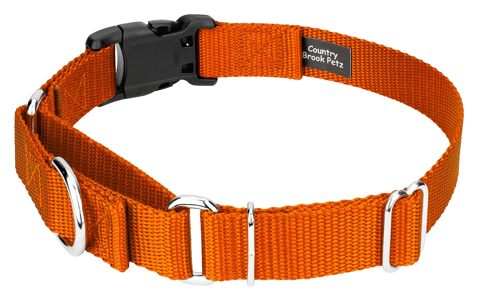 Country Brook Petz - Made In The Usa - Durable Nylon Martingale With Deluxe Buckle - 30+ Vibrant Color Options (Orange, 5/8 Inch, Extra Small)