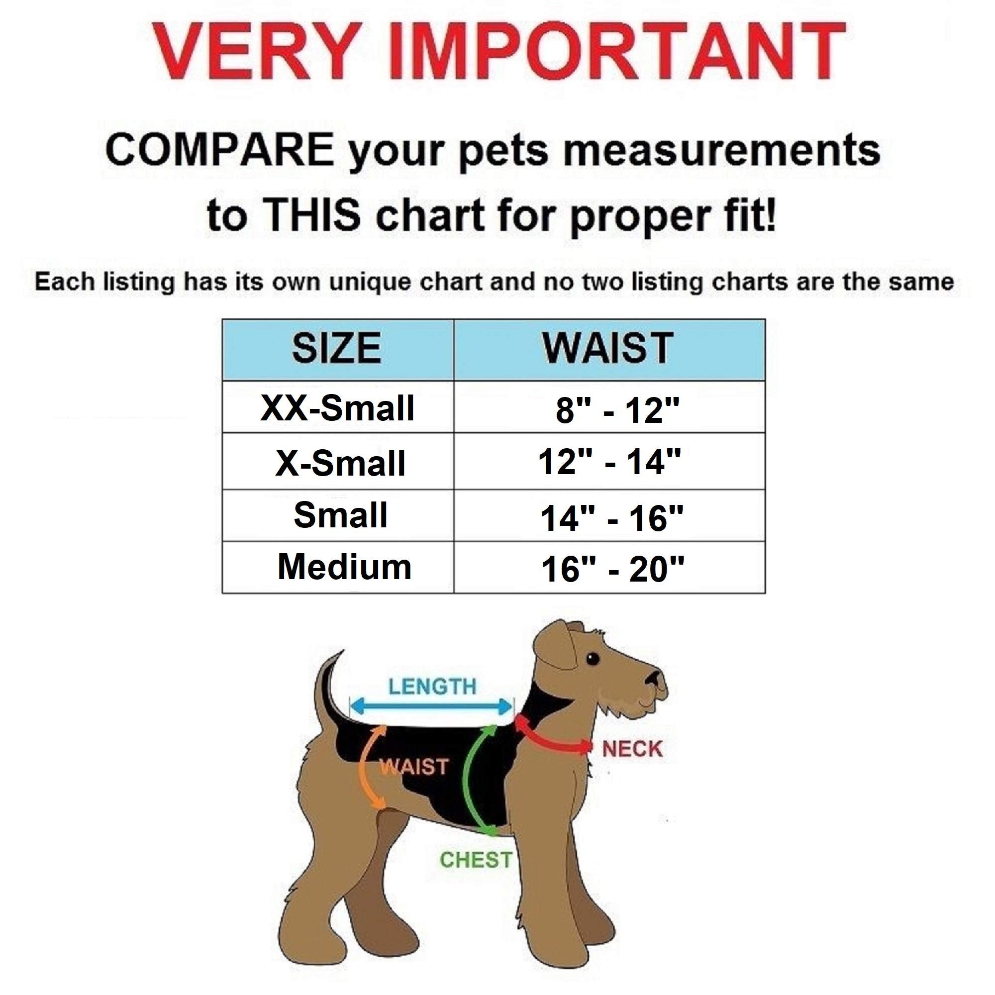 FUNNYDOGCLOTHES Pack of 6 Female Dog Diapers Sanitary Pantie Washable Reusable with Suspenders Stay On for Small Pet (S: Waist 1