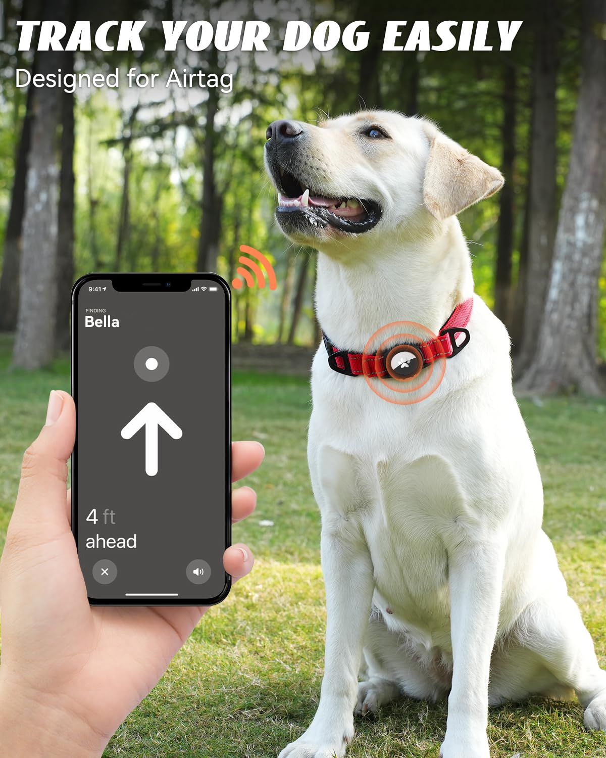 Joytale Airtag Dog Collar, Dual D-Rings, Reflective Pet Collar With Waterproof Airtag Holder, Soft Padded Adjustable For Medium