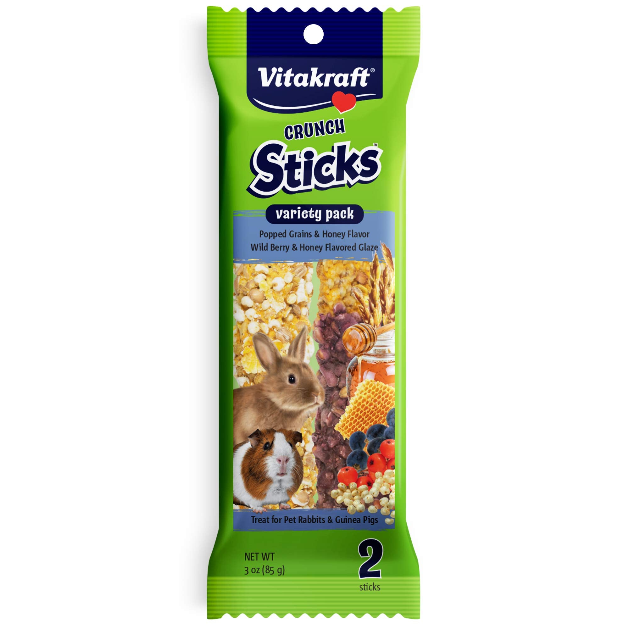 Vitakraft Rabbit/Guinea Pig Popped Grains Treat Sticks - Wild Berry Glaze - 3Oz, Brown (31716)