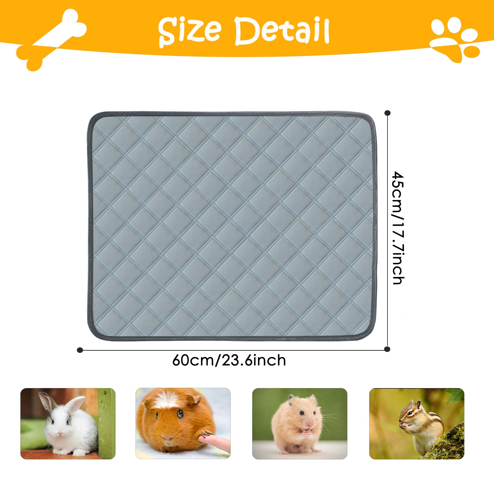 Mooydee 4 Pack Guinea Pig Cage Liners Washable Super Absorbent Guinea Pig Bedding Waterproof Reusable Guinea Pig Pee Pads Anti S
