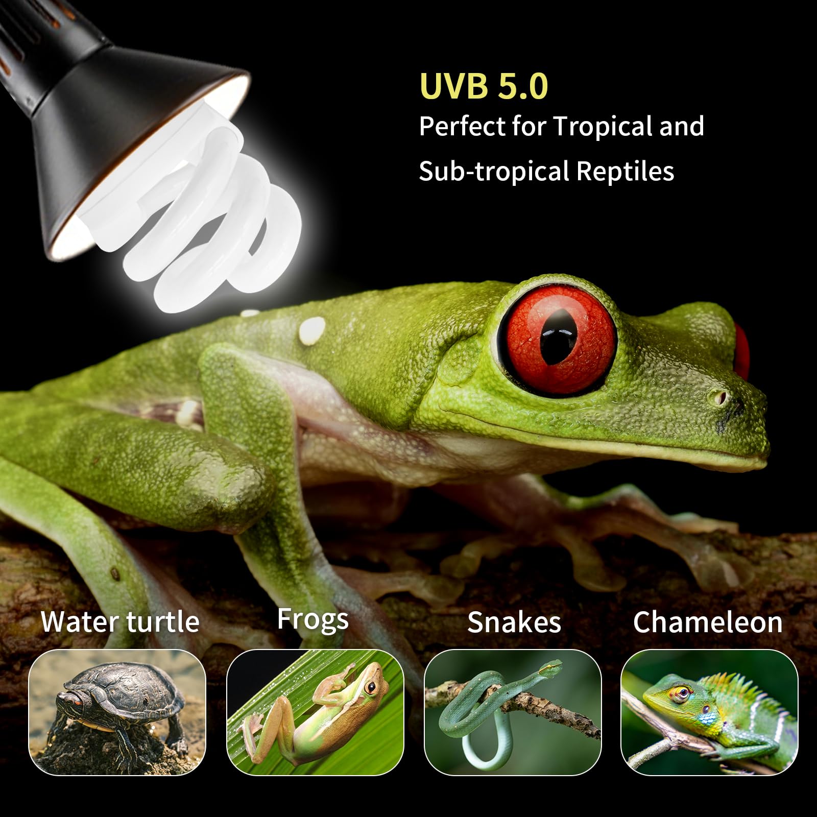 Yimidool Uvb Light For Reptiles, 9W 5.0 Reptile Heat Lamp Bulbs, Uva Uvb Reptiles Light Bulbs Ideal For Rainforest Reptiles, Bea