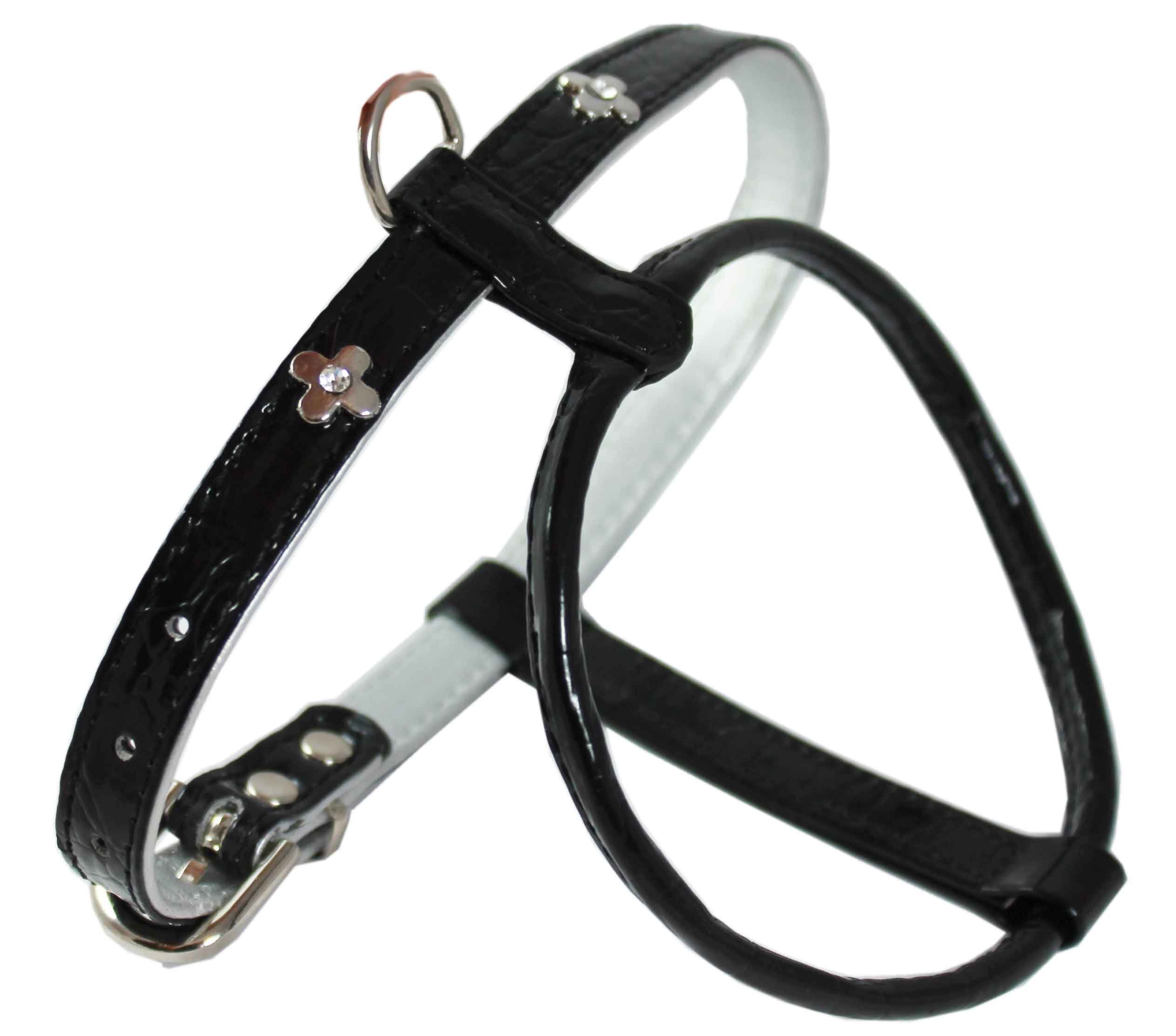 Black Faux Leather Studded Dog Harness Small for 12.5-15.5 Chest