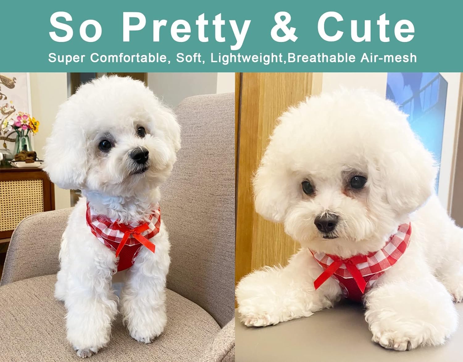 Superbuddy Upgraded Soft Mesh Dog Harness Super Breathable Lightweight Pet Harnesses For Puppy Dogs Outdoor Walking, Red Dog Har