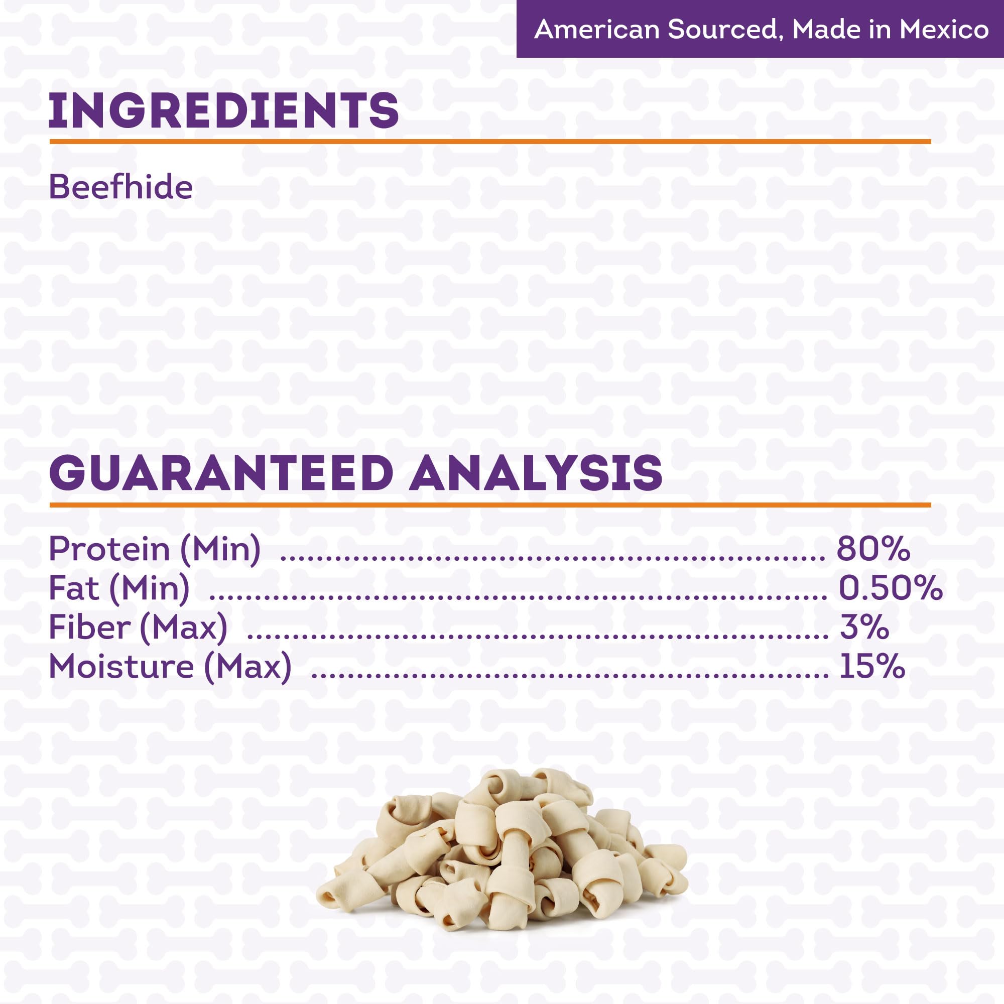 Treatly American Sourced Beefhide Bones 4-5 Dog Chew Treats - Natural Flavor, 22 Count/1 Pack