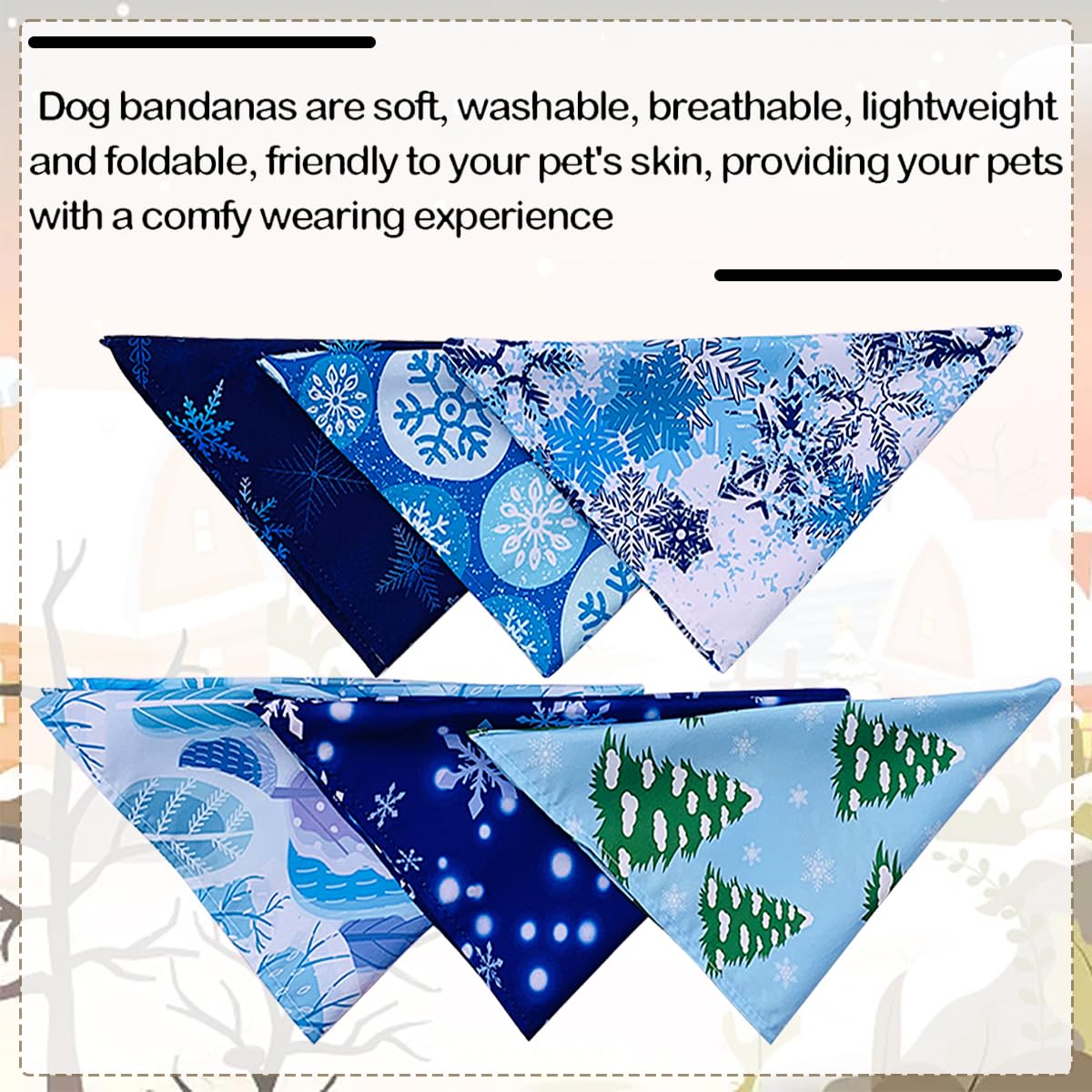 JpGdn 50PCS Big Dog Bandanas Winter Bulk 33Inch for Large XL Breed Dog Snow Forest Ice PineTree Pattern Kerchief Triangle Bibs H