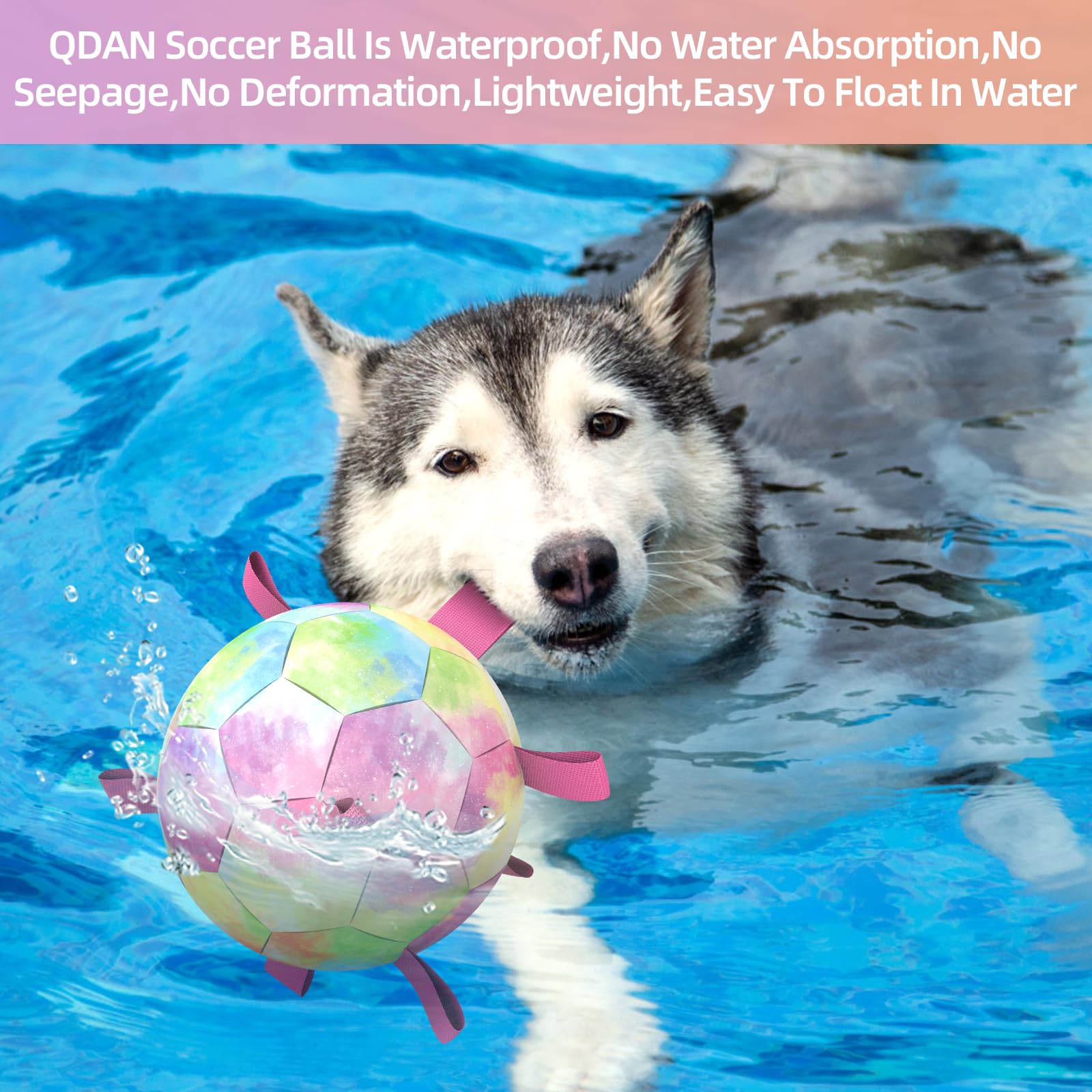 Qdan Extra Large Dog Toys Soccer Ball - Durable Dog Balls For Extra Large Dogs, Beach Pool Dog Water Toy, Interactive Dog Toys F