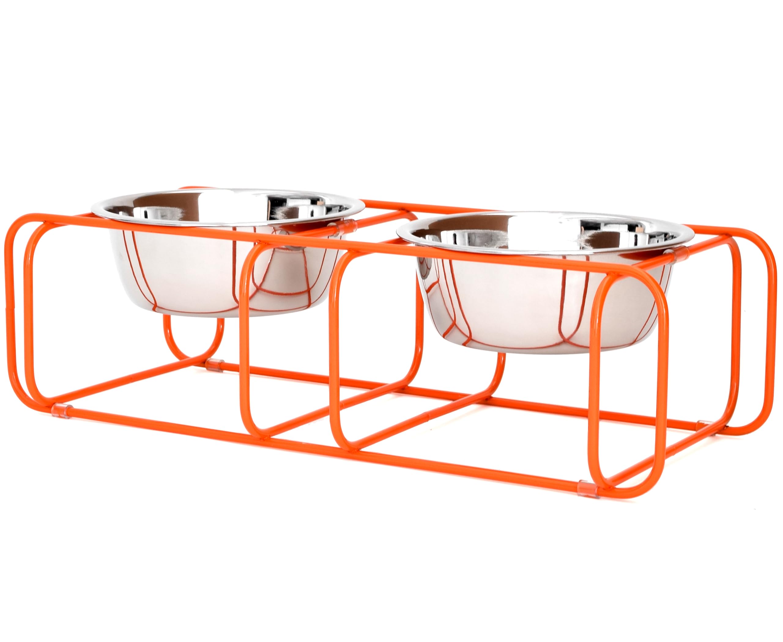 Doca Pet Wire & Dine Elevated Dog Bowls Stand for Small & Medium Sized Dogs & Cats - 2 Stainless Steel 3 Cup Dishes - Non-Skid, 