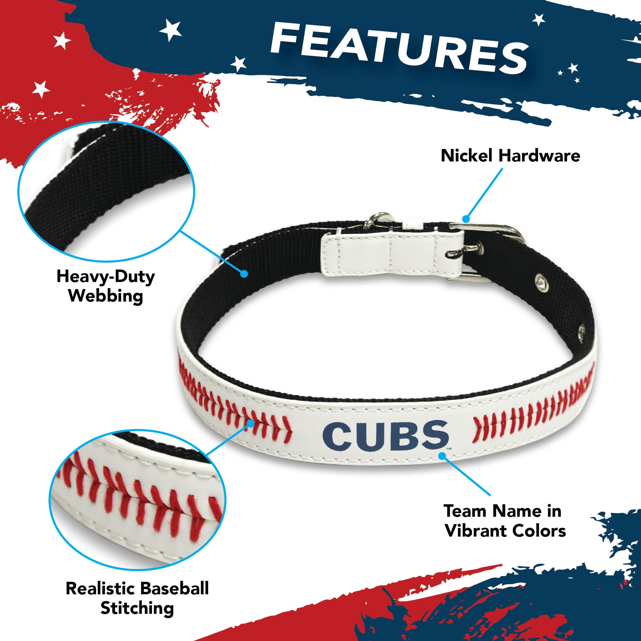 Mlb Dog Collar Chicago Cubs New Signature Pro Pvc-Leather Premium Pet Collars Extra Tough & Durable! Super Stylish! Size: Medium