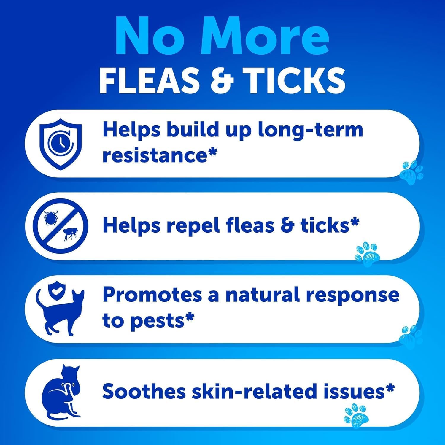 Flea Treatment for Cats - Natural Flea and Tick Prevention Supplement for Cats, Kittens - Chewable Daily Oral Pills with Vitamin