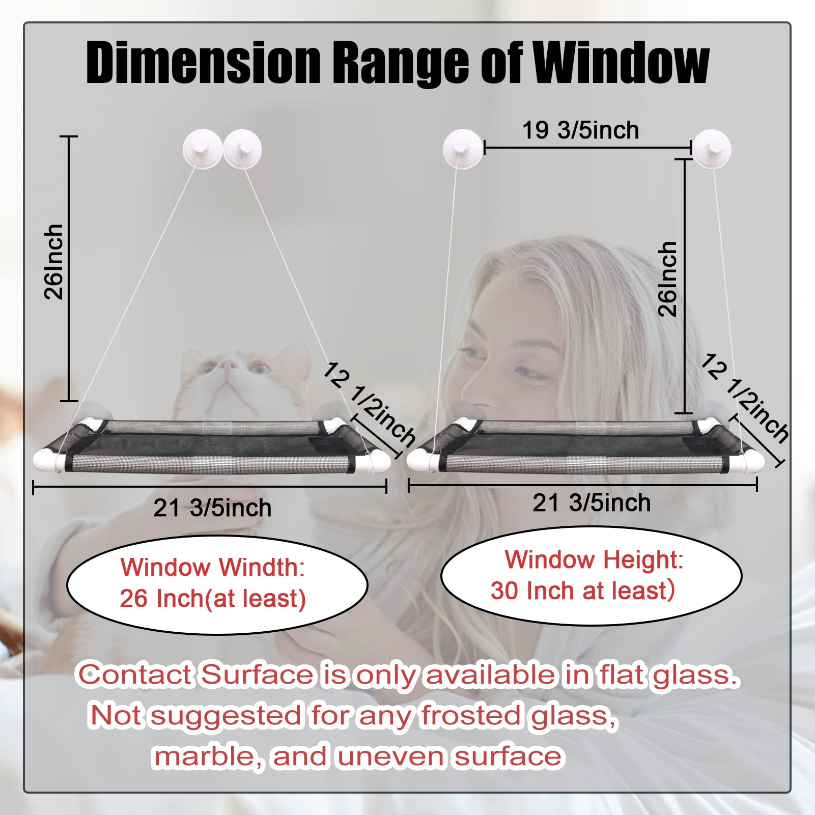 Cat Window Perch, Cat Hammock Window Seat W/Free Fleece Blanket 2024 Latest Screw Suction Cups Extra Large Sturdy Cat Bed Cat Resting Seat Hold Two Large Cats White Indoors (One Extra Suction Cup