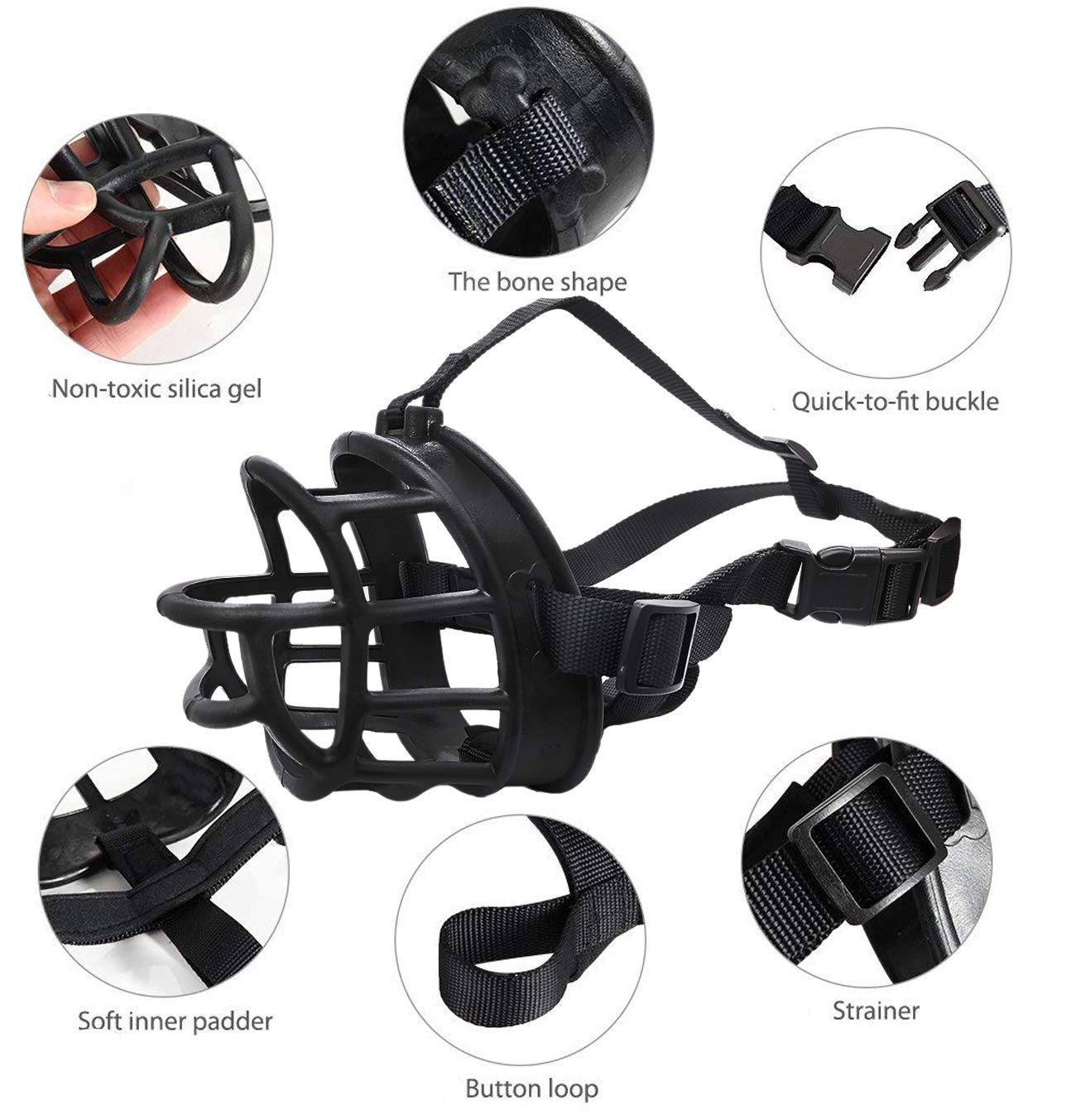 Dog Muzzle, Soft Basket Muzzle for Medium Large Dogs, Best to Prevent Biting, Chewing and Barking