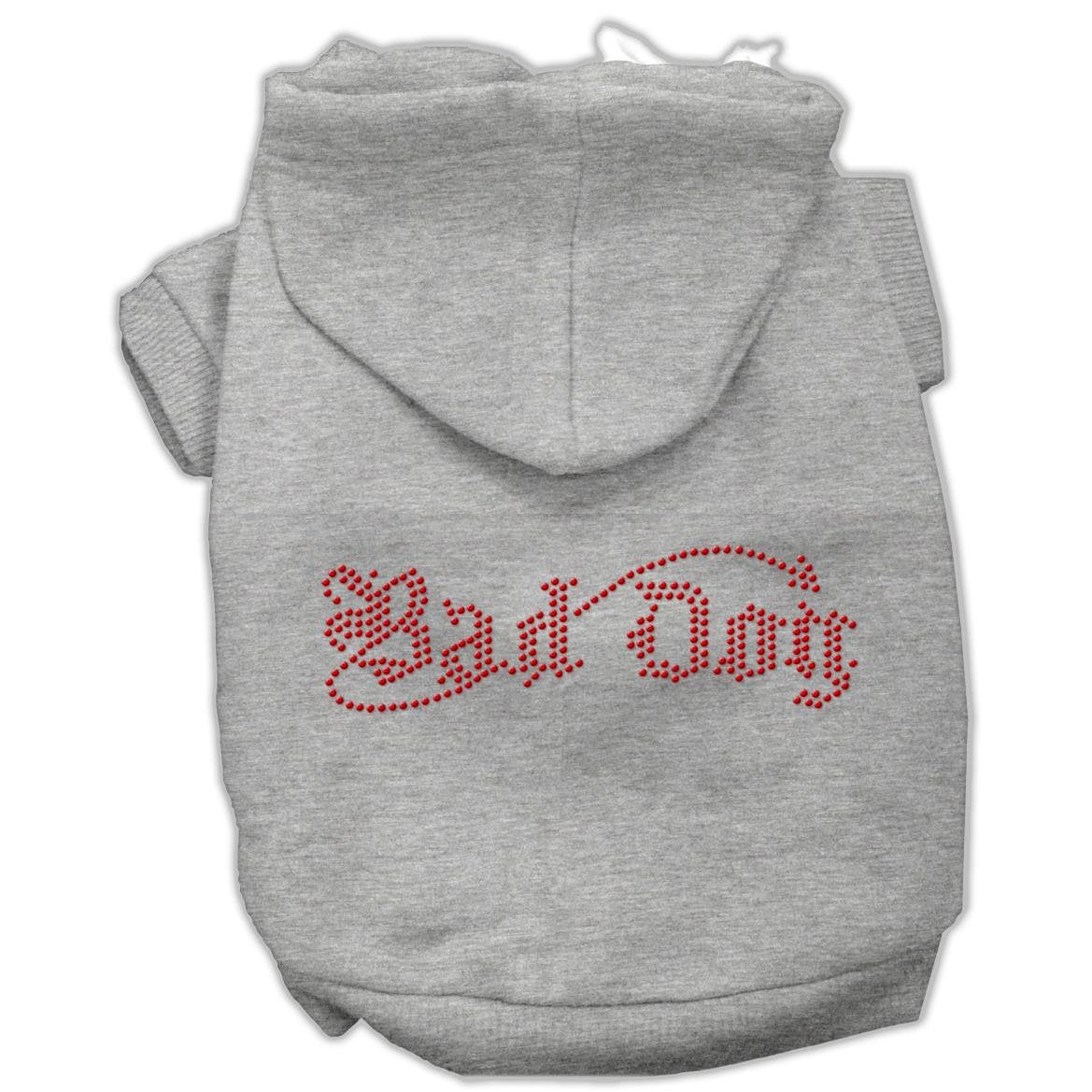 Pet, Dog & Cat Hoodie Rhinestone, Bad Dog Gray XS (0-3 lbs.)