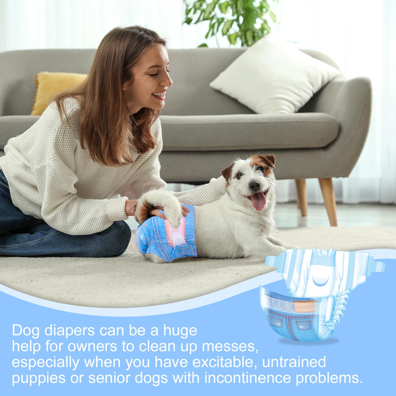 Pet Soft Dog Diapers Female - Disposable Dog Diapers, Cat Diapers For Female Cats, Puppy Diapers 16Pcs Small