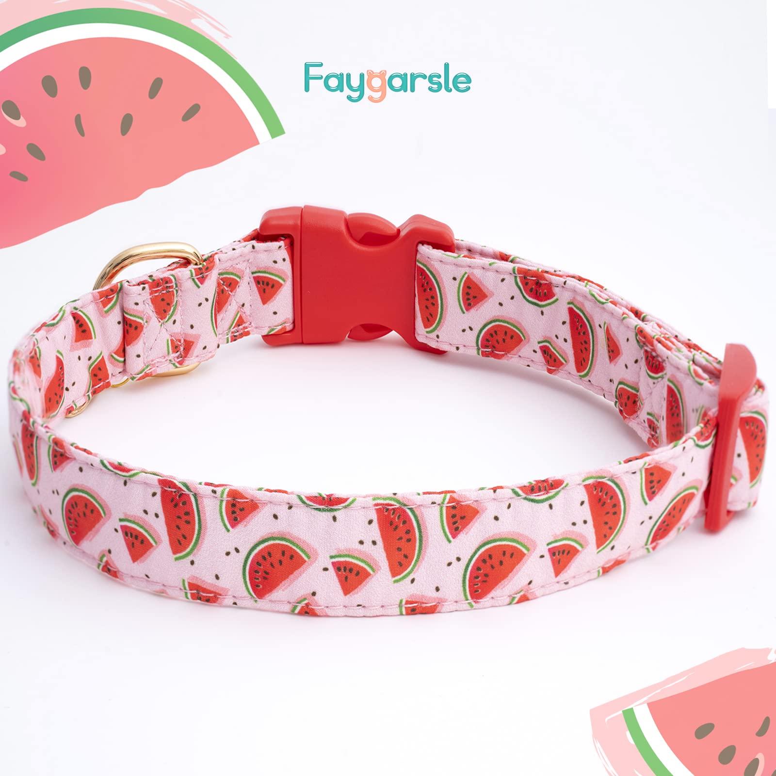 Faygarsle Cute Dog Collar For Girls Boy Dogs Soft Fancy Pet Collar With Watermelon Design Ideal Pink Summer Dog Collar For Small