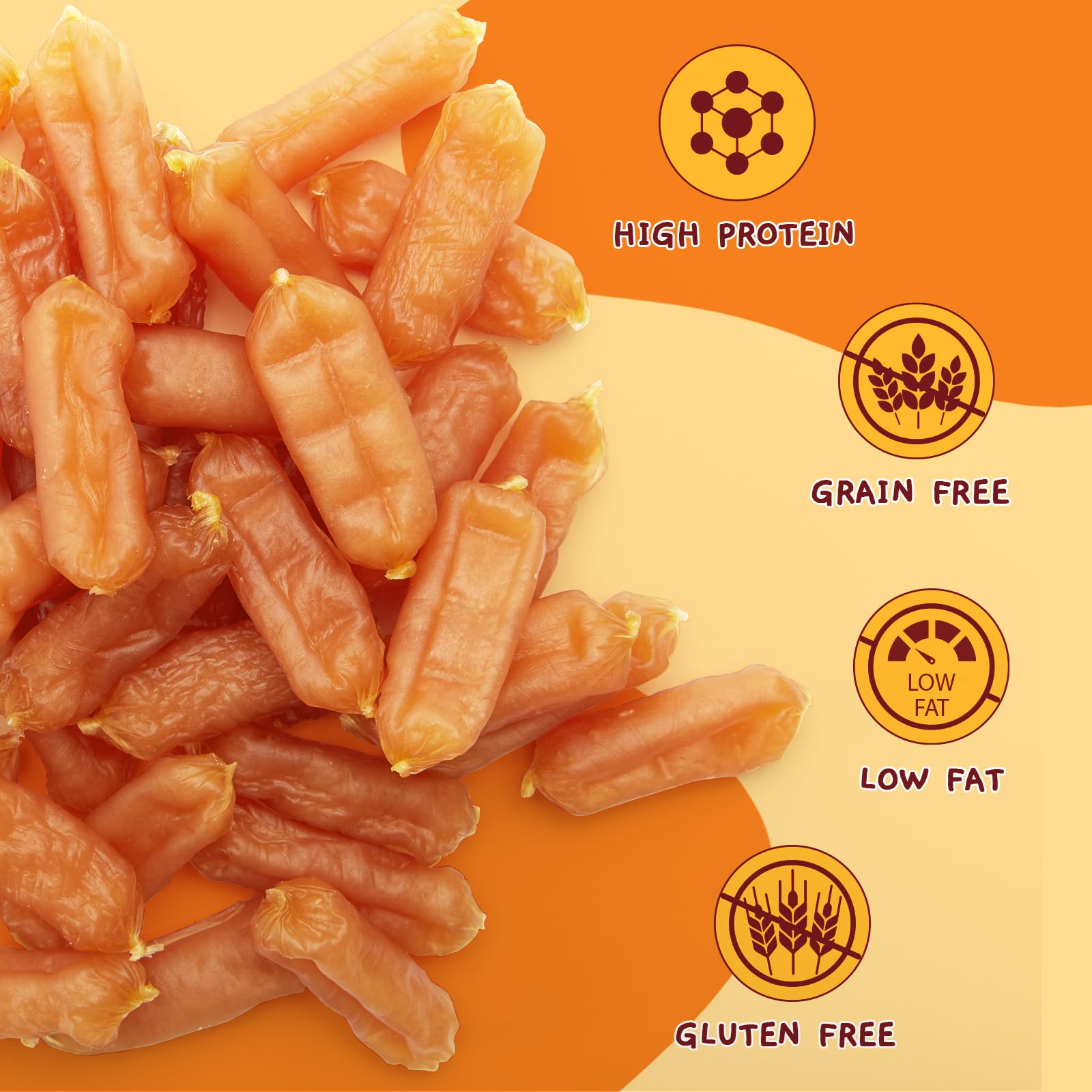 Jungle Calling Chicken Sausage Dog Treats, Slow Roasted Chicken Jerky for Small & Medium Dogs, Grain-Free, High-Protein Chewy Do