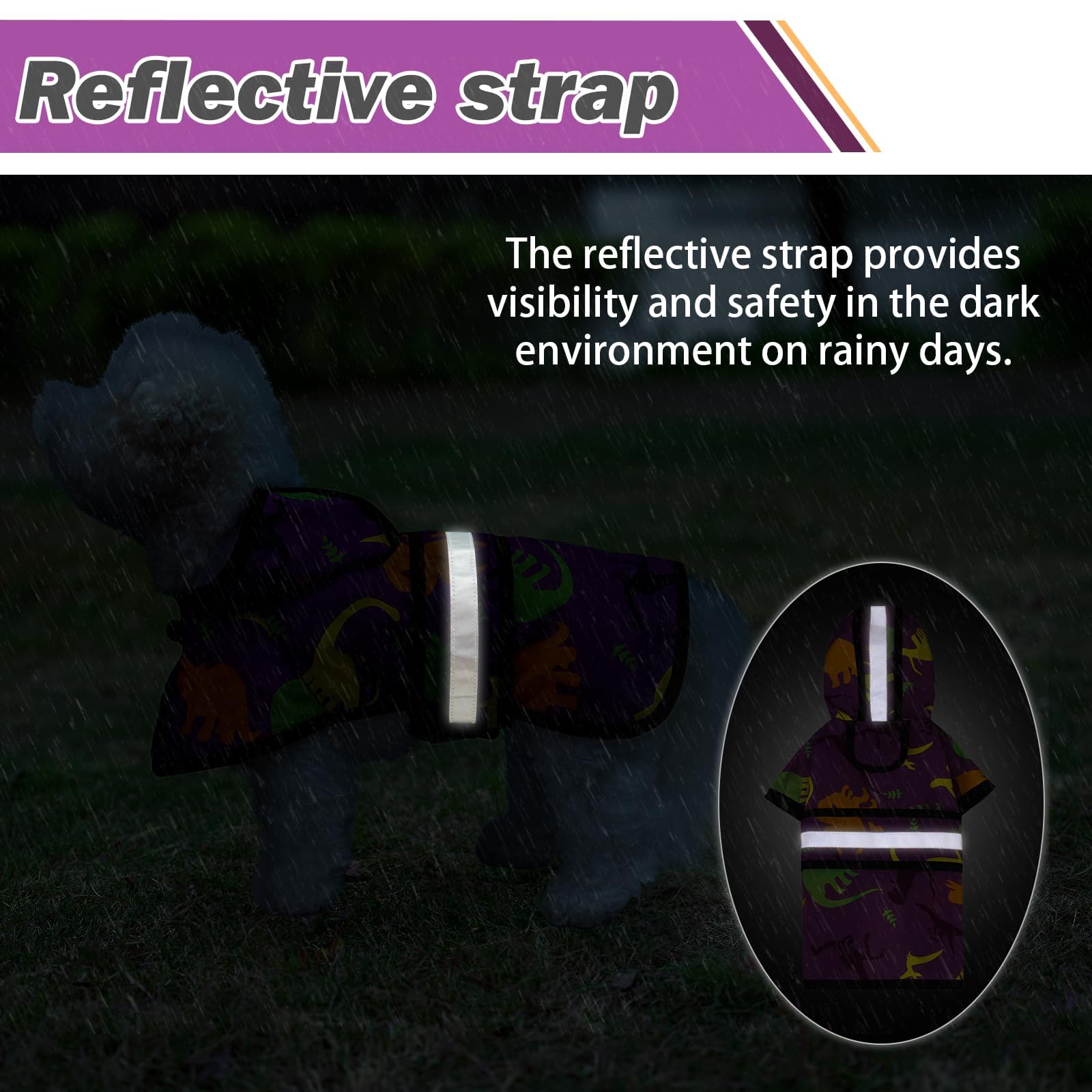 KOOLTAIL Dog Raincoat Hooded Slicker Poncho with leash hole, DRaincoat for Small Medium Dogs, Waterproof Doggie Rain Jacket with