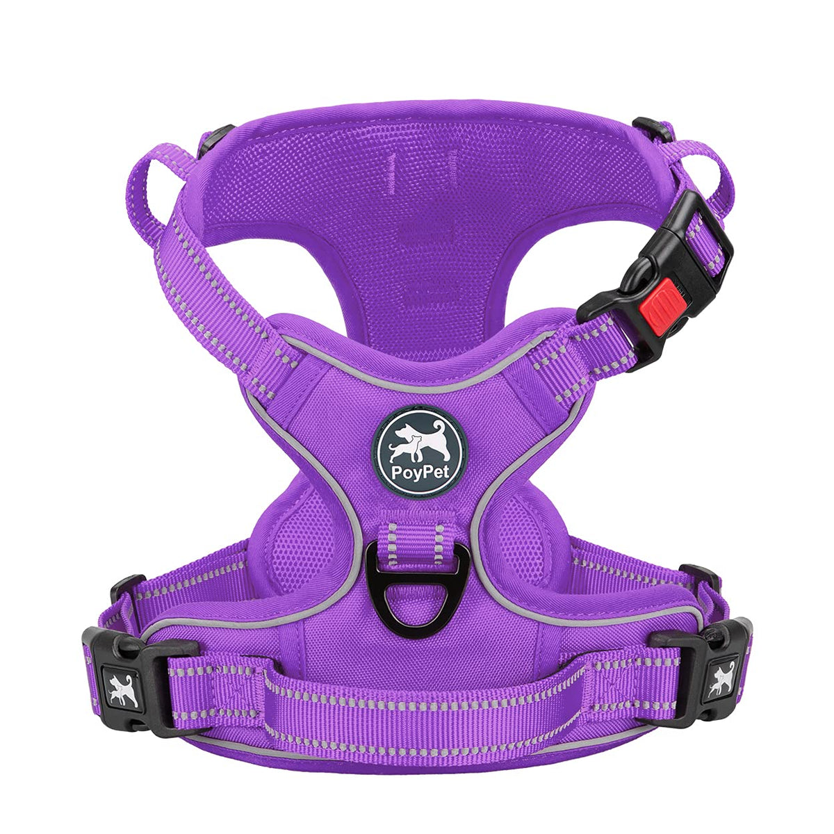 Poypet No Pull Dog Harness, No Choke Reflective Dog Vest, Adjustable Pet Harnesses With Easy Control Padded Handle For Small Medium Large Dogs(Purple Matching Trim,S)